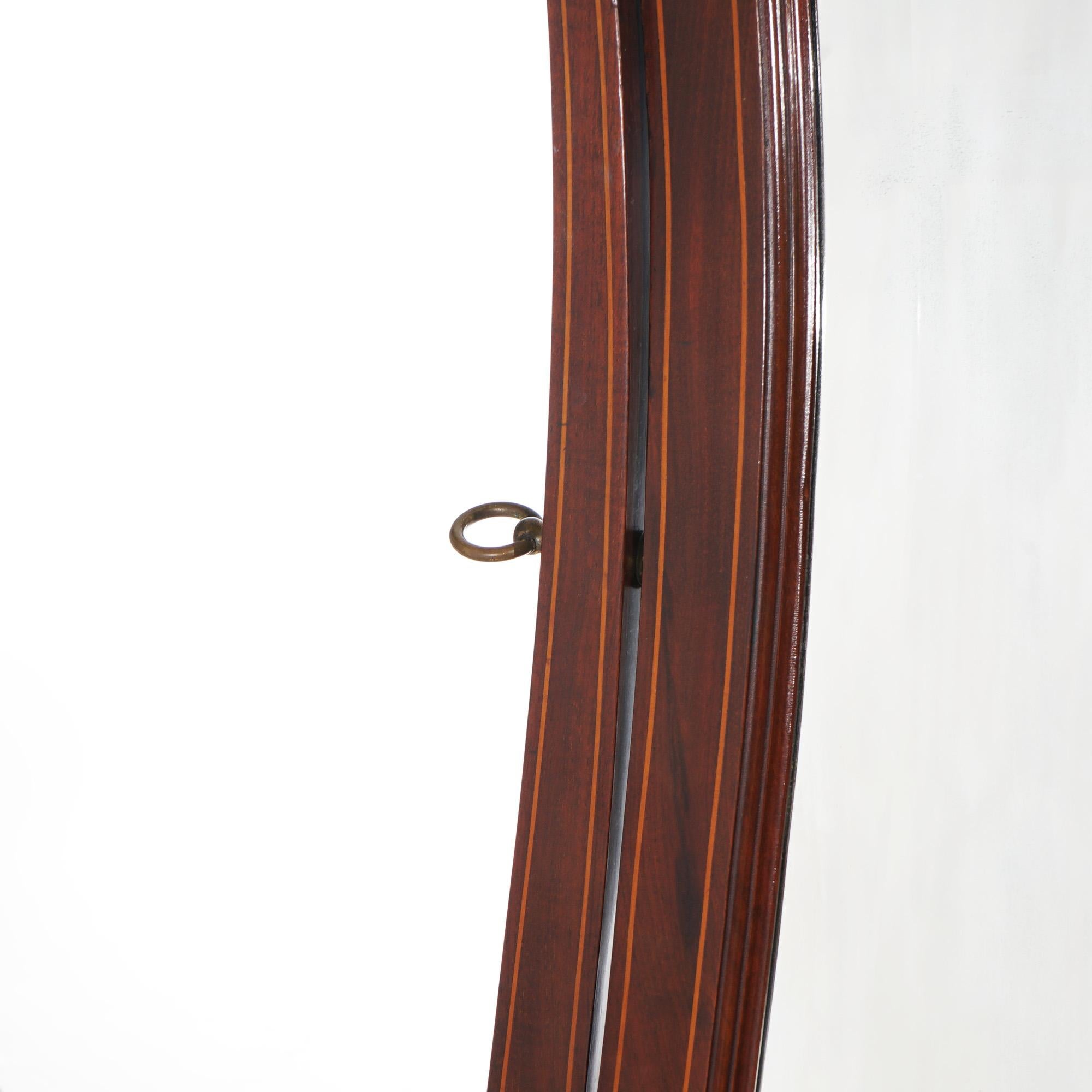 Antique RJ Horner School Carved Mahogany & Satinwood Inlaid Cheval Mirror C1900 6