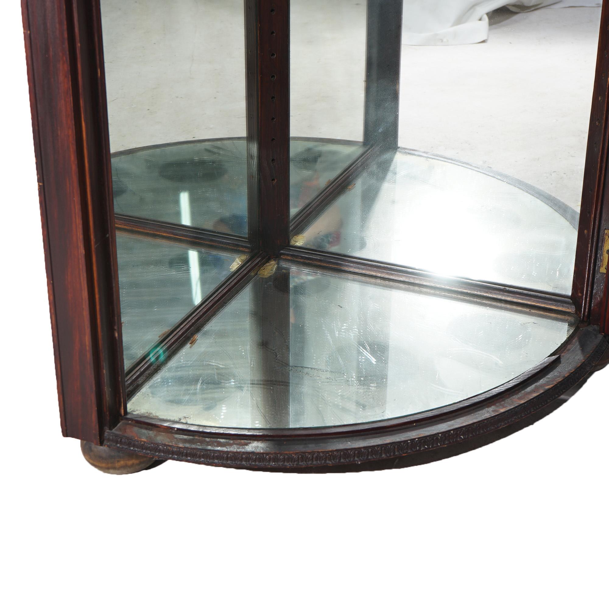 oak curio cabinet with curved glass