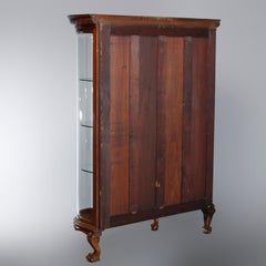 Antique RJ Horner School Carved Oak and Curved Glass China Cabinet, circa 1900