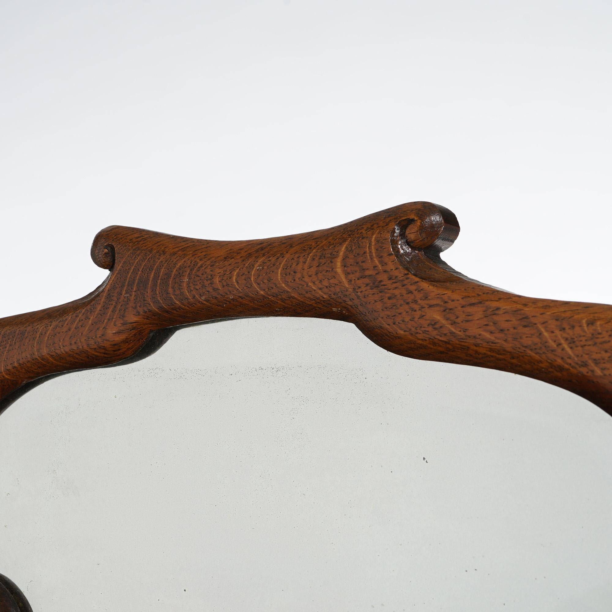 Antico armadietto per le porcellane con specchio della scuola RJ Horner in Oak e vetro curvo C1910 in vendita 6