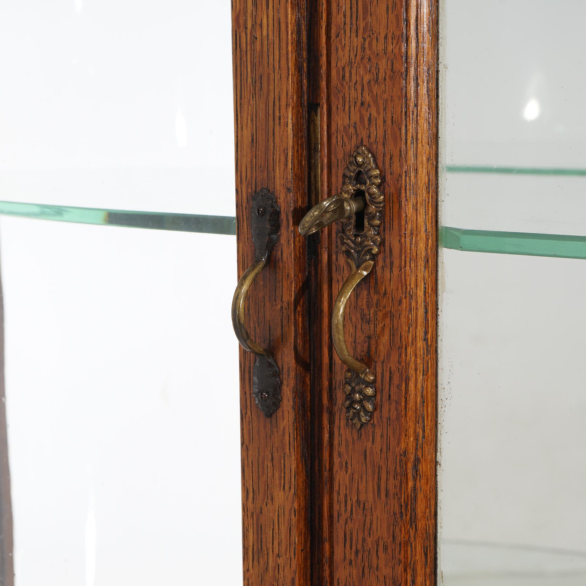 Antico armadietto per le porcellane con specchio della scuola RJ Horner in Oak e vetro curvo C1910 in vendita 7