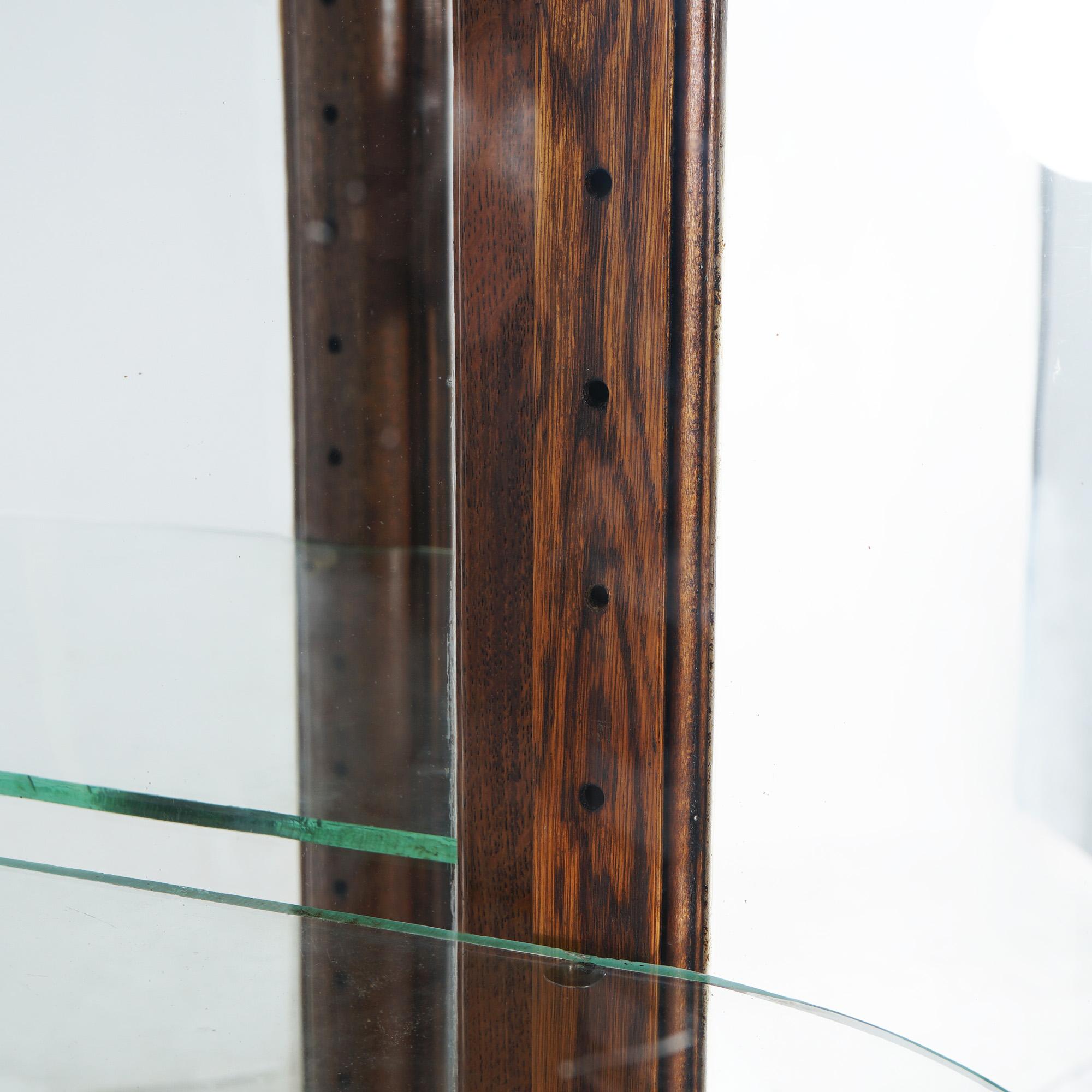Antico armadietto per le porcellane con specchio della scuola RJ Horner in Oak e vetro curvo C1910 in vendita 9