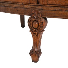 Antique RJ Horner School Carved Oak & Curved Glass Mirrored China Cabinet C1910