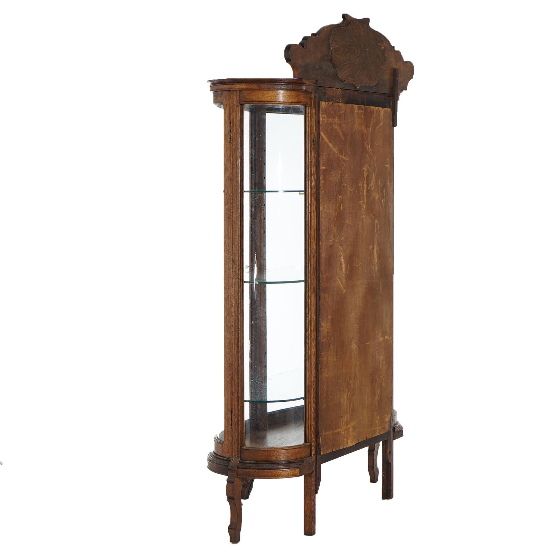 Antico armadietto per le porcellane con specchio della scuola RJ Horner in Oak e vetro curvo C1910 in vendita 11