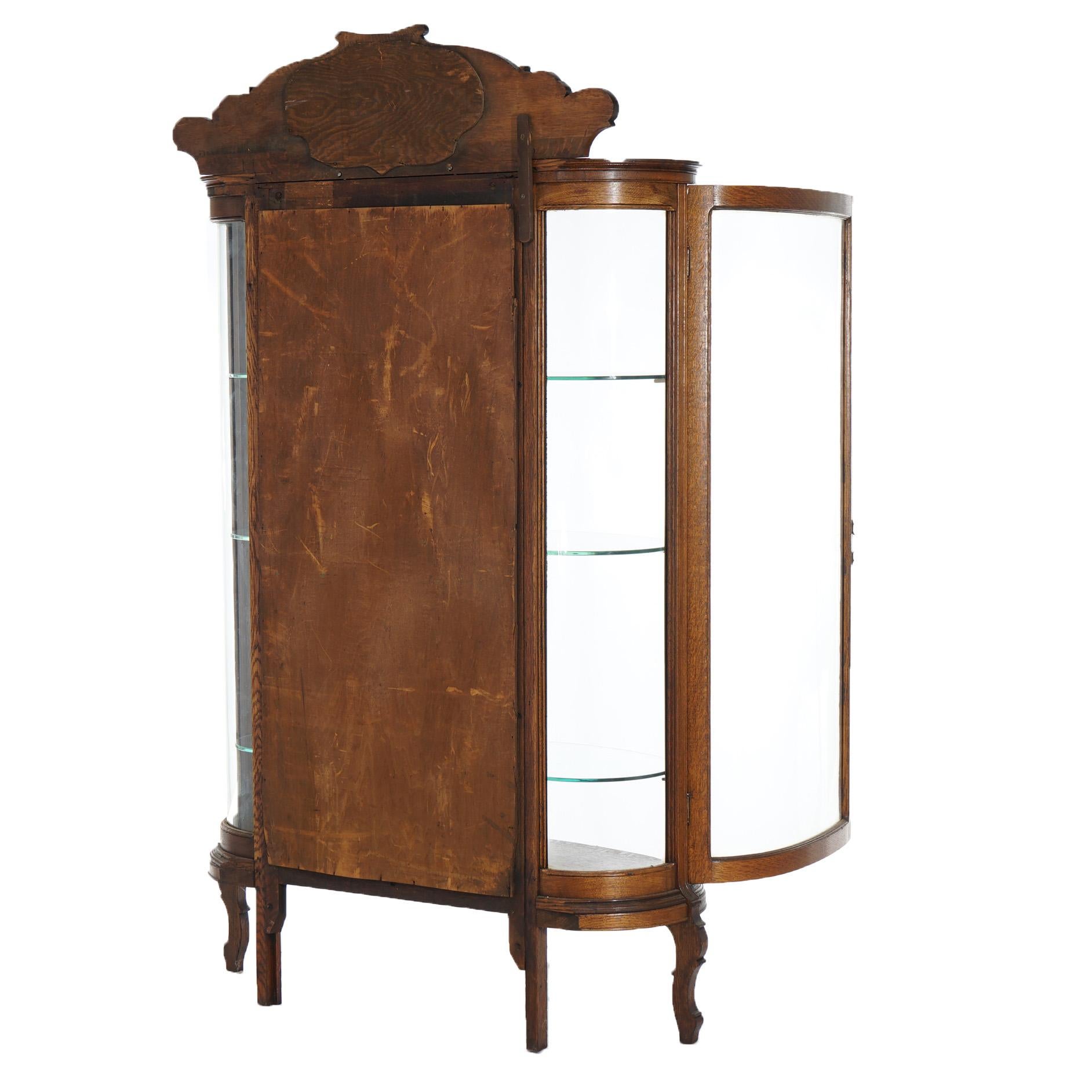 Antico armadietto per le porcellane con specchio della scuola RJ Horner in Oak e vetro curvo C1910 in vendita 12
