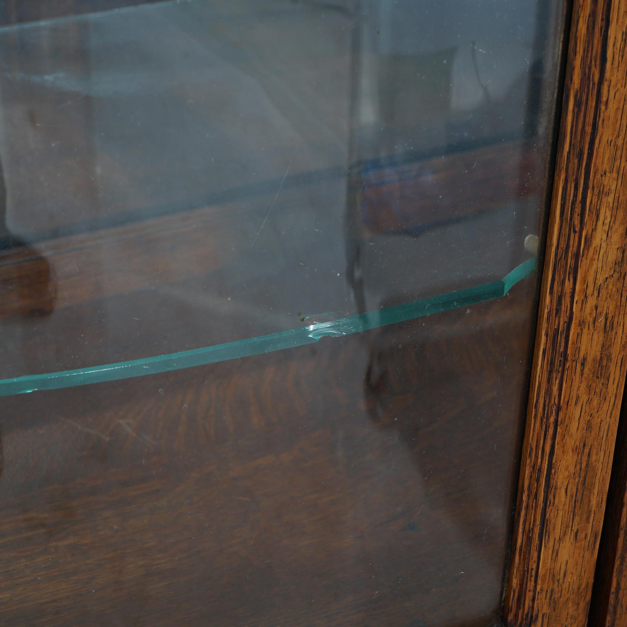 Antico armadietto per le porcellane con specchio della scuola RJ Horner in Oak e vetro curvo C1910 in vendita 13