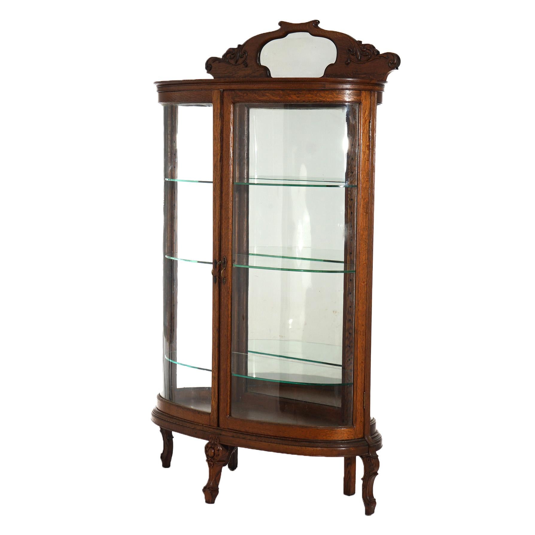 Antique RJ Horner School Foliate Carved Oak & Curved Glass Mirrored China Cabinet C1910

Misure - 71,5 