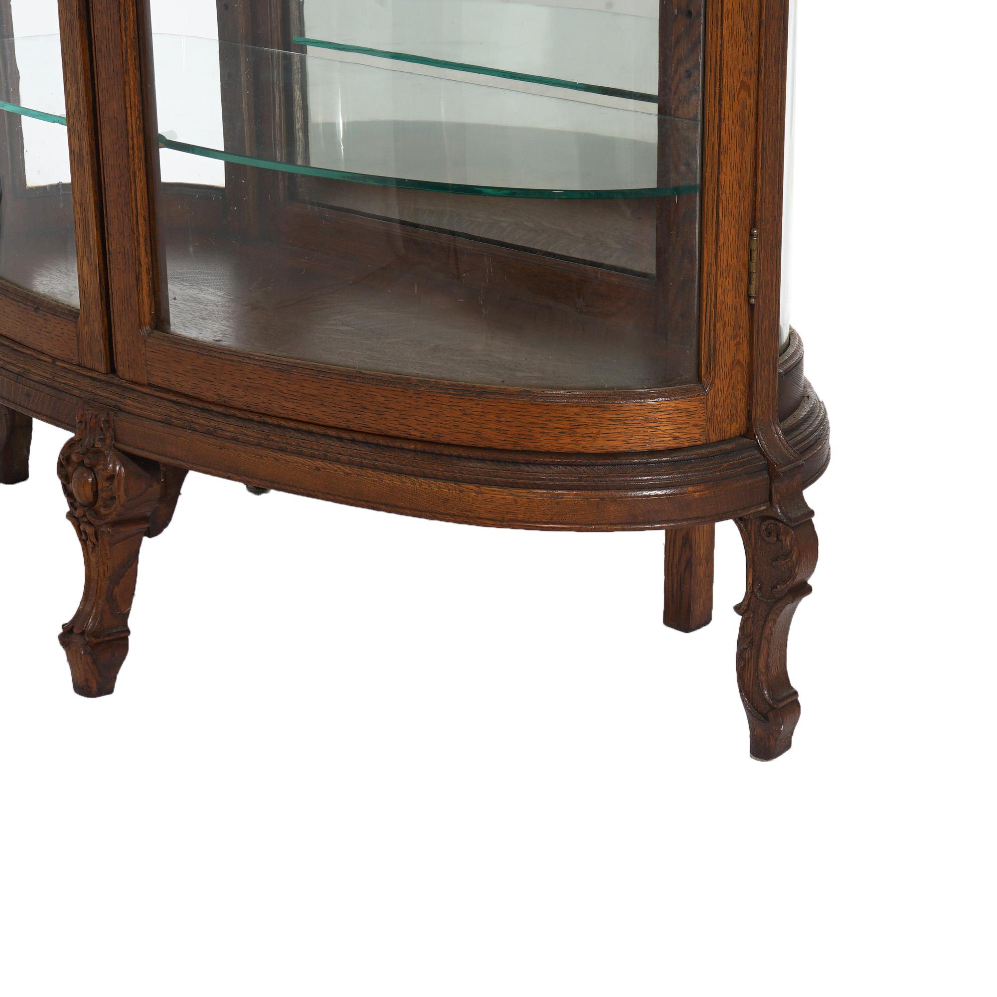 Antico armadietto per le porcellane con specchio della scuola RJ Horner in Oak e vetro curvo C1910 In condizioni buone in vendita a Big Flats, NY
