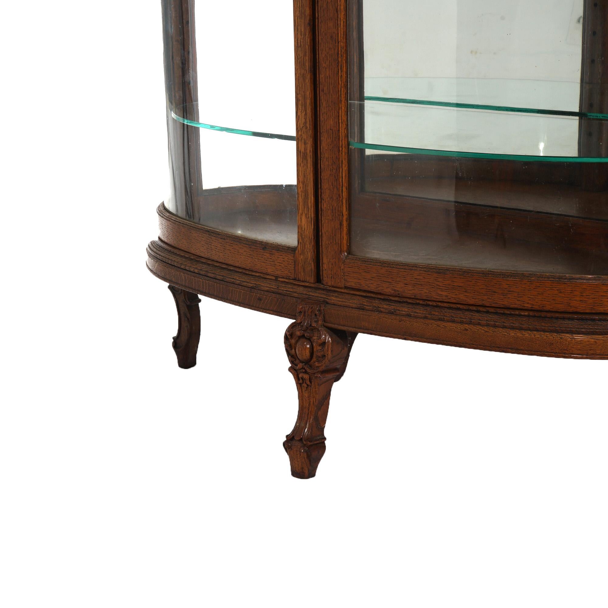 XX secolo Antico armadietto per le porcellane con specchio della scuola RJ Horner in Oak e vetro curvo C1910 in vendita