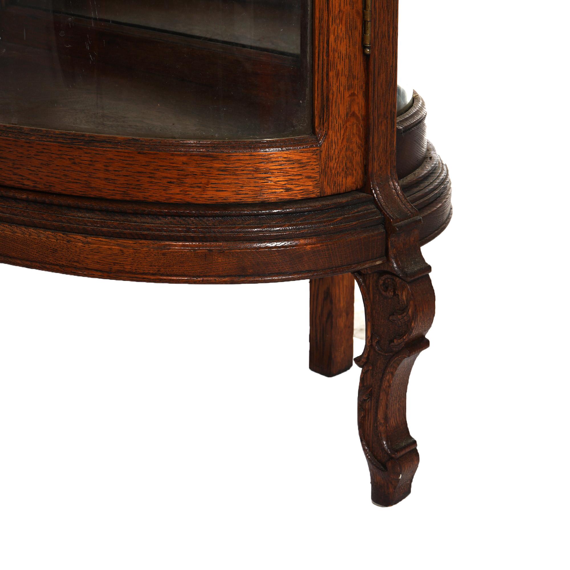Antico armadietto per le porcellane con specchio della scuola RJ Horner in Oak e vetro curvo C1910 in vendita 2