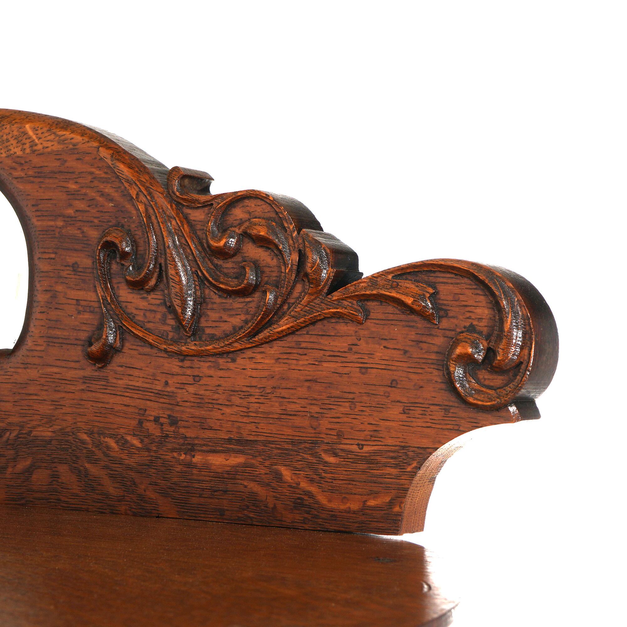 Antico armadietto per le porcellane con specchio della scuola RJ Horner in Oak e vetro curvo C1910 in vendita 3