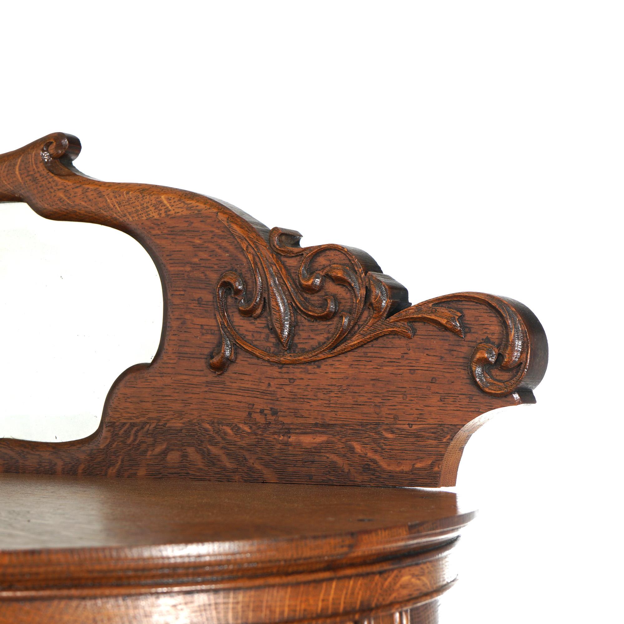 Antico armadietto per le porcellane con specchio della scuola RJ Horner in Oak e vetro curvo C1910 in vendita 4