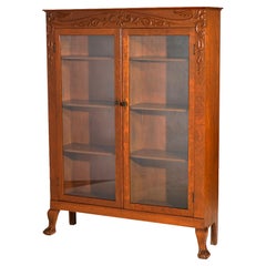 Antique RJ Horner School Carved Oak Enclosed Double Door Bookcase, C1900