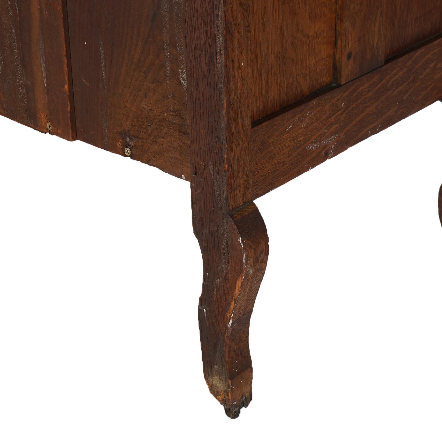Antique RJ Horner School Carved Oak Swell Front & Mirrored Server C1910 For Sale 12