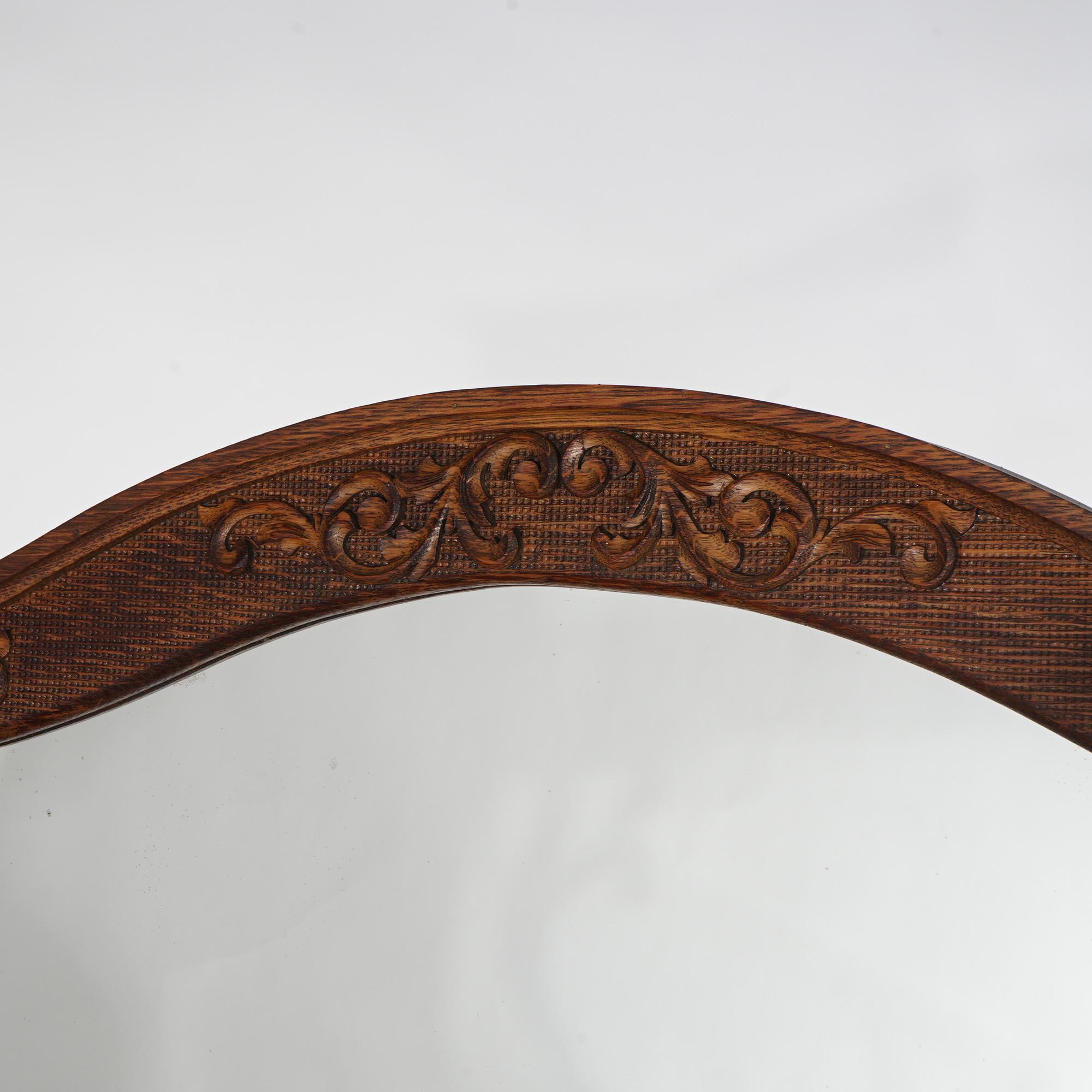 Antique RJ Horner School Carved Oak Swell Front & Mirrored Server C1910 For Sale 4