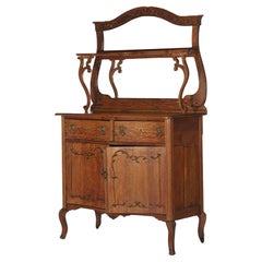 Ancien serveur en chêne sculpté de l'école RJ Horner, façade en bois et miroir C1910