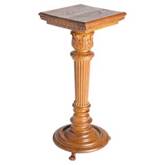 Antique RJ Horner School Carved Quarter Sawn Oak Sculpture Display Pedestal c900
