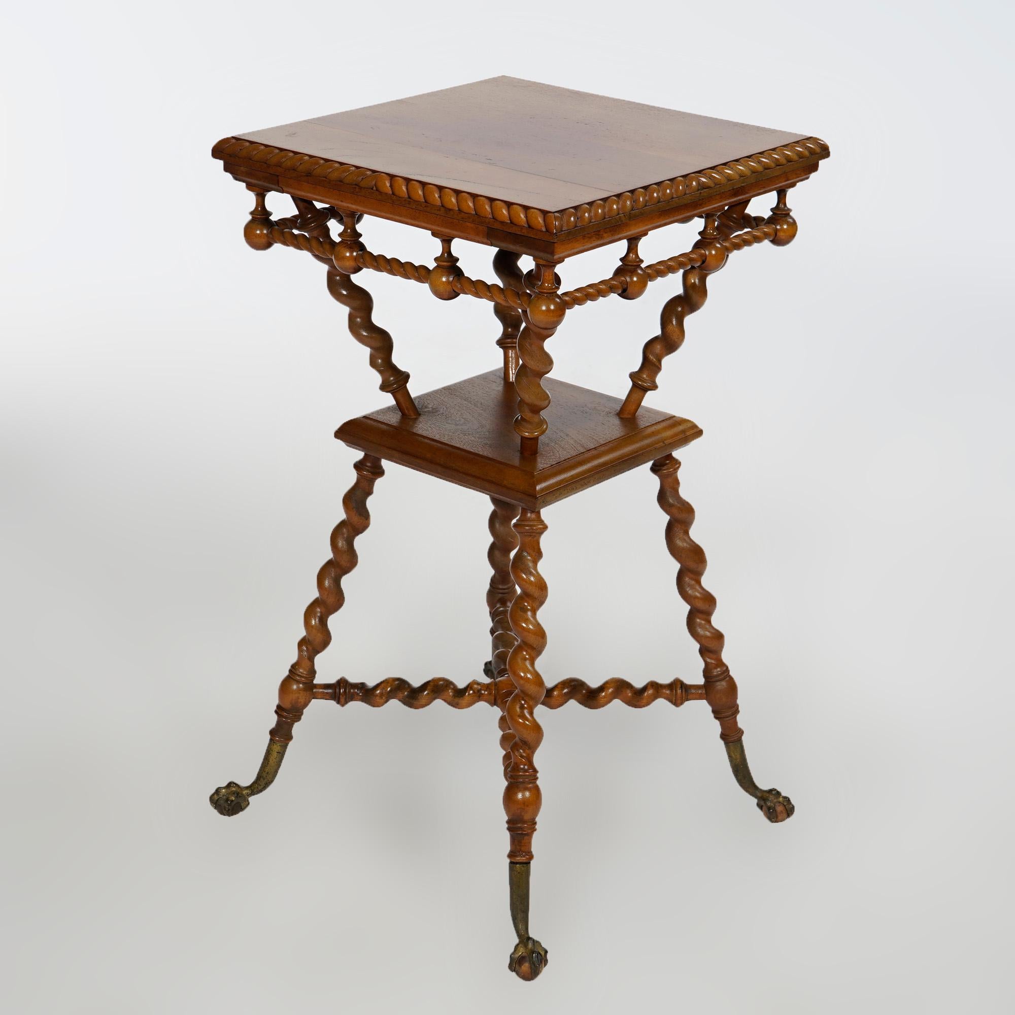 Antique RJ Horner School Carved Walnut Barley Twist Parlor Table, circa 1900 In Good Condition In Big Flats, NY