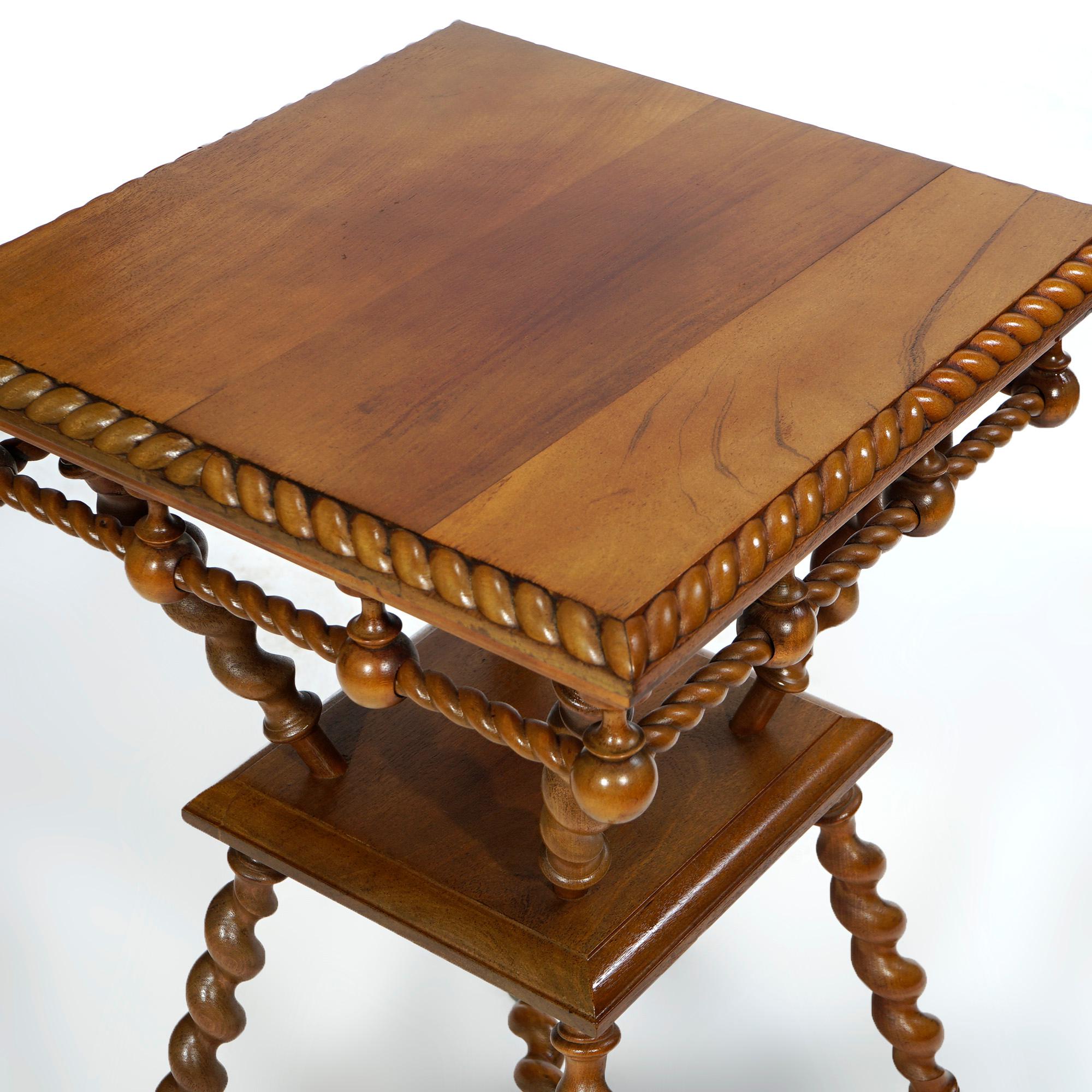 20th Century Antique RJ Horner School Carved Walnut Barley Twist Parlor Table, circa 1900