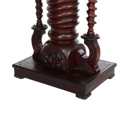 Antique RJ Horner School Figural Carved Mahogany Pulpit Sculpture Stand c1890