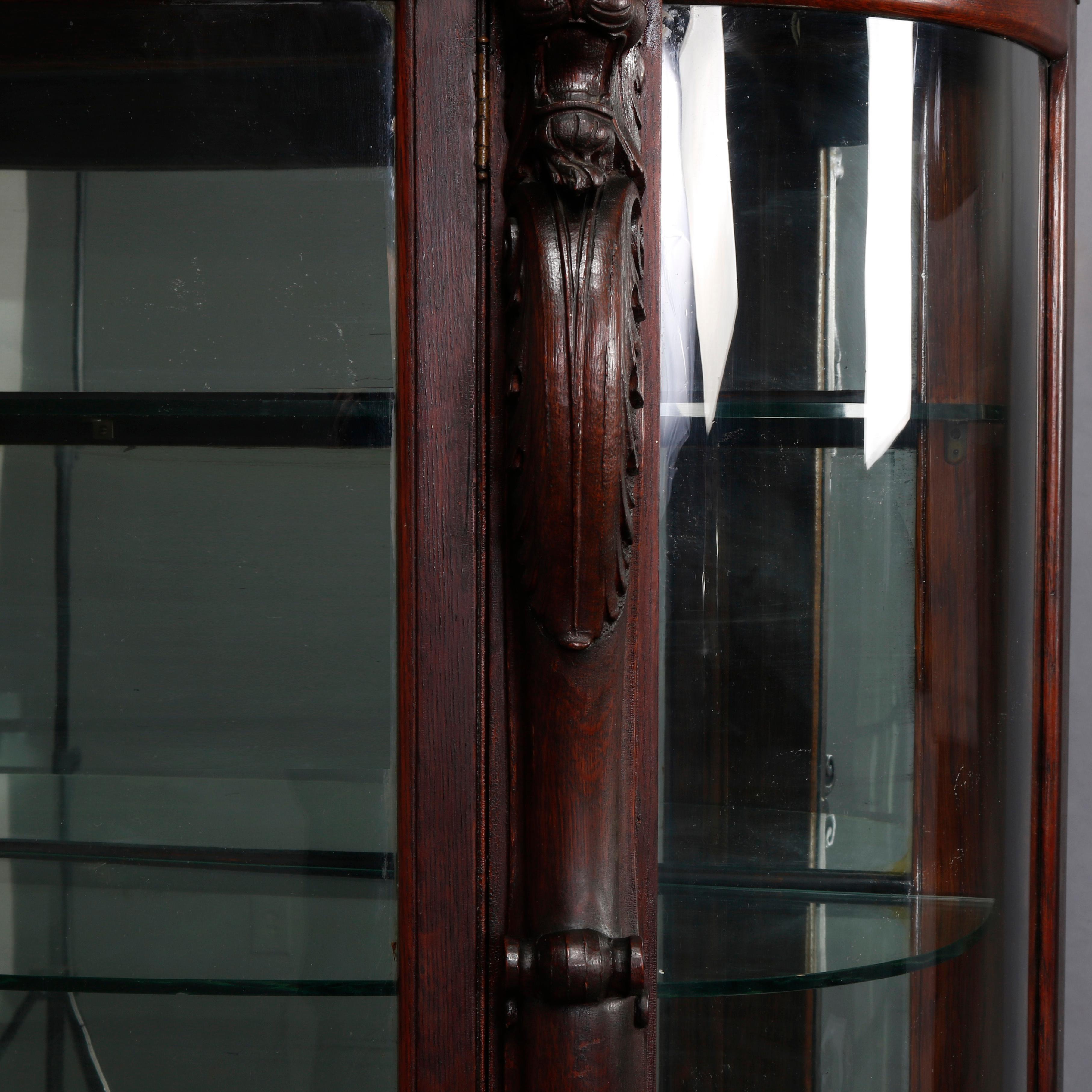 Antique RJ Horner School Figural Lion Carved Oak China Cabinet, circa 1880 3