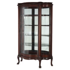 Antique RJ Horner School Mahogany Swell Front China Cabinet, Geo. Flint, C1910