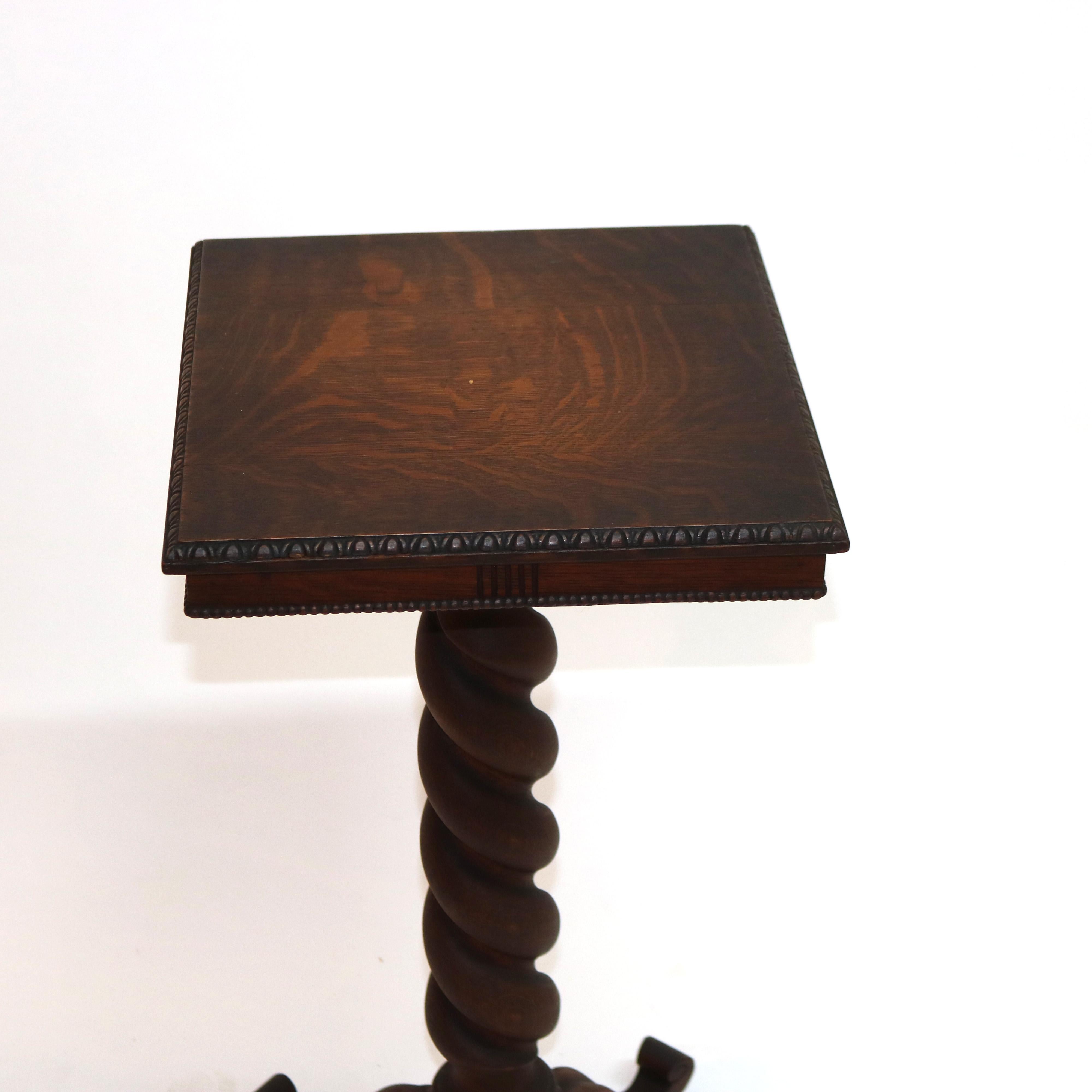 ***Inquire About Reduced In-House Delivery Rates - Reliable Professional Service & Fully Insured***

Antique RJ Horner School Oak Carved Rope Twist Footed Base Plant Stand C1920

Measures - 30 1/4