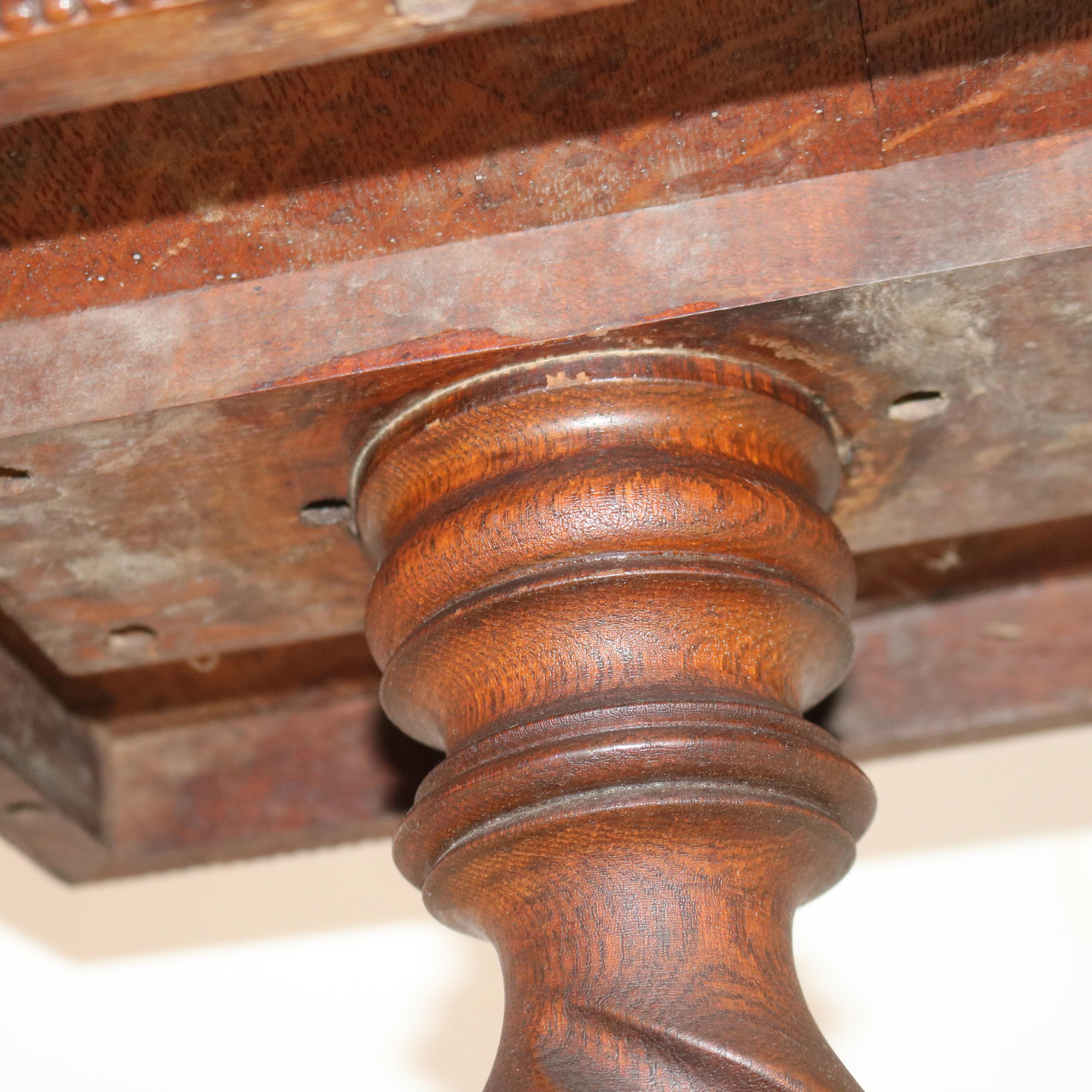 20th Century Antique RJ Horner School Oak Carved Rope Twist Footed Base Plant Stand C1920