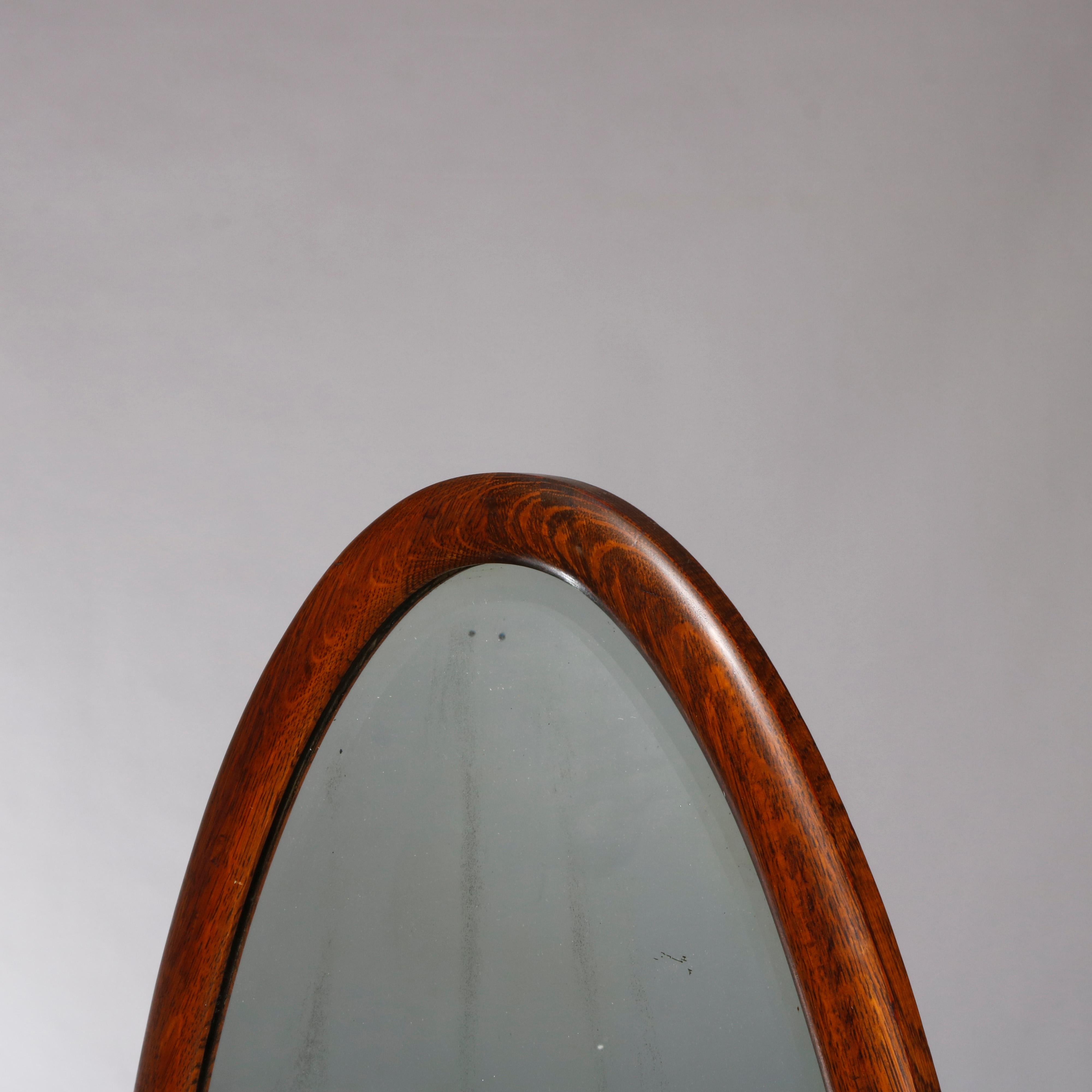 American Antique R.J. Horner School Oak Cheval Dressing Mirror, circa 1900