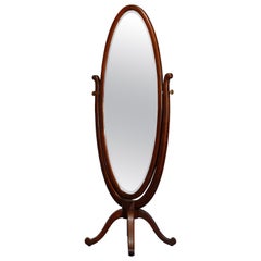 Antico R.J. Specchio da toeletta ovale della scuola Horner, Oak, 1900 ca.