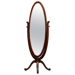 Vintage R.J. Horner School Oak Cheval Dressing Mirror, circa 1900