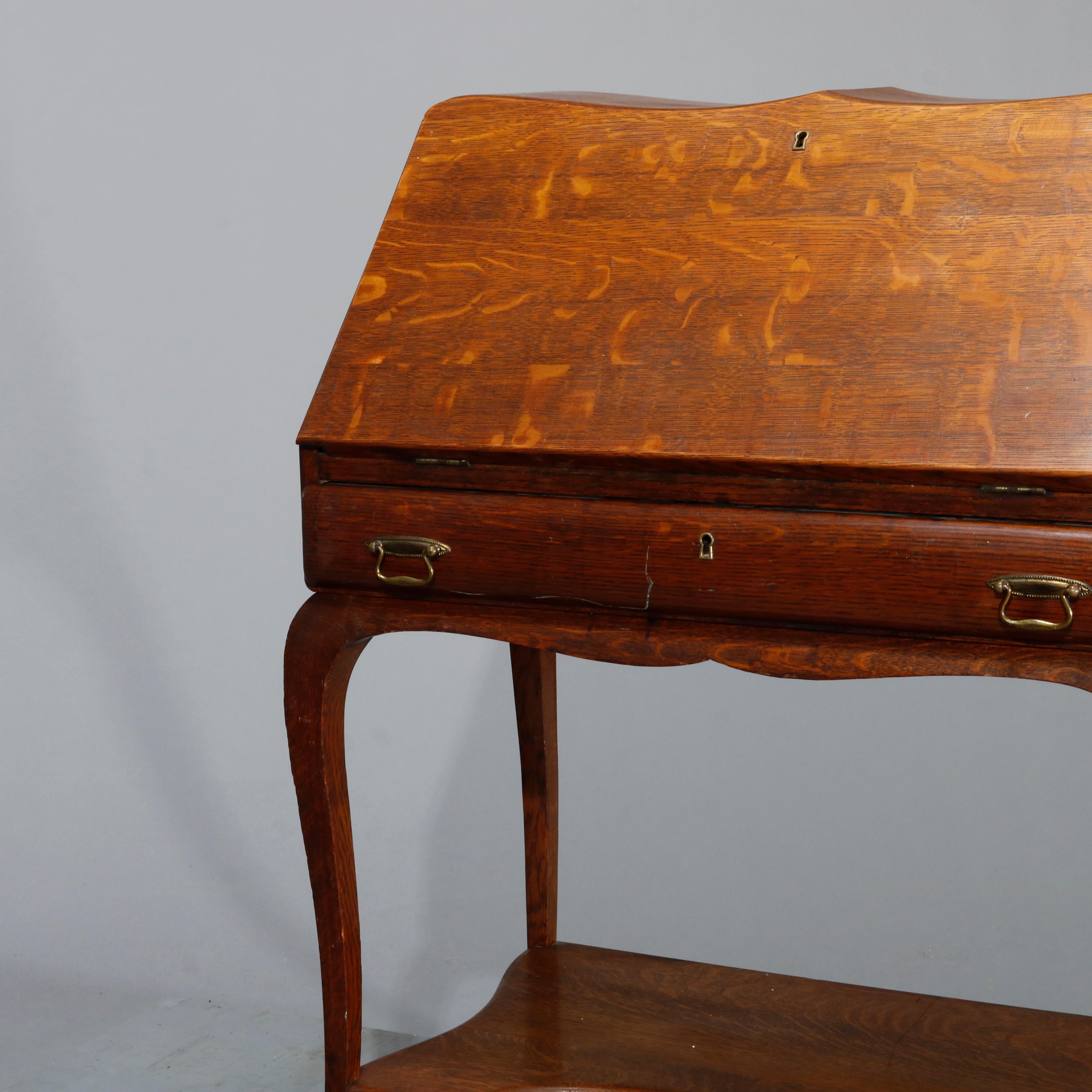 Antique RJ Horner School Oak Drop Front Ladies Writing Desk, Circa 1910 2