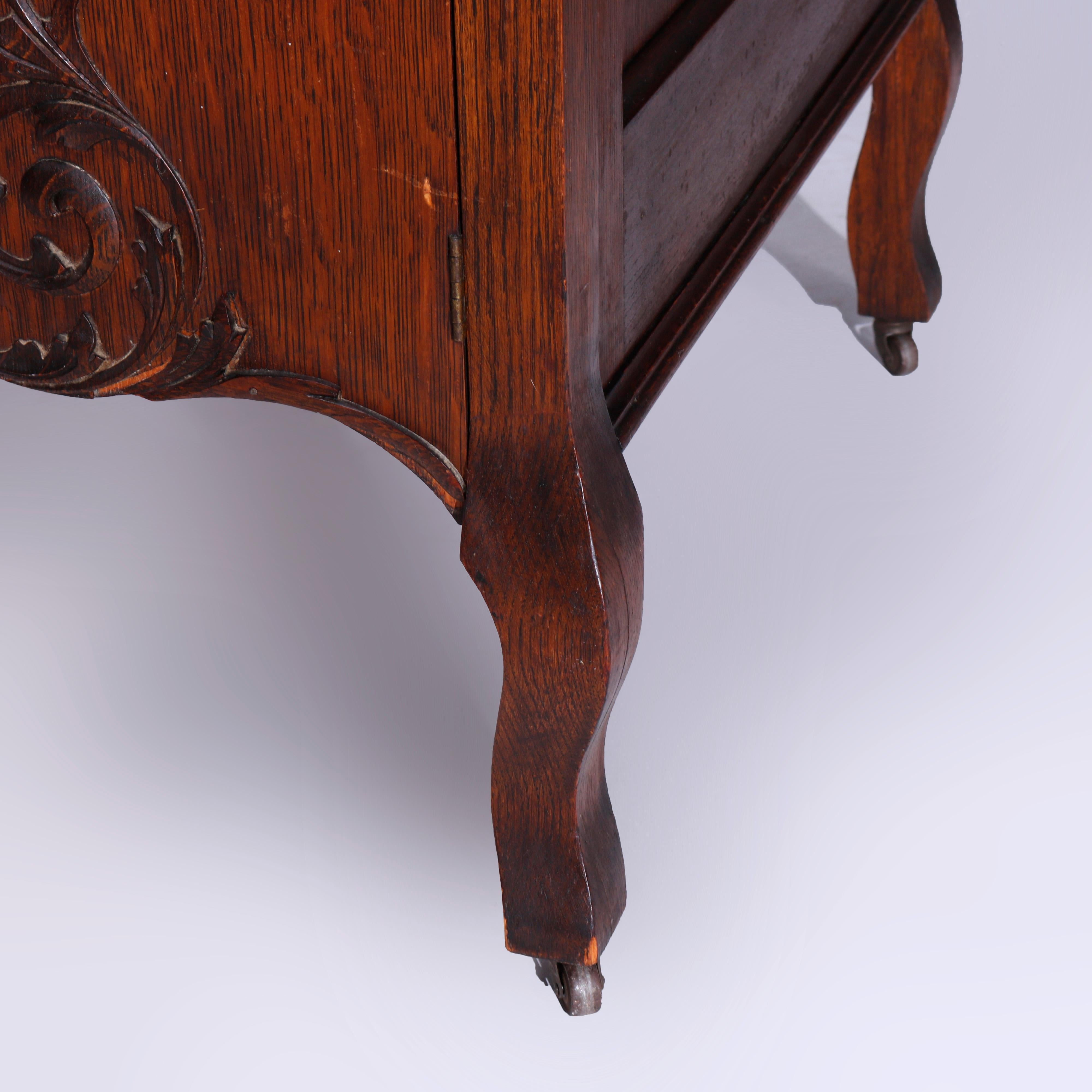 Antique RJ Horner School Oak Ladies Roll Top Desk, c1900 6