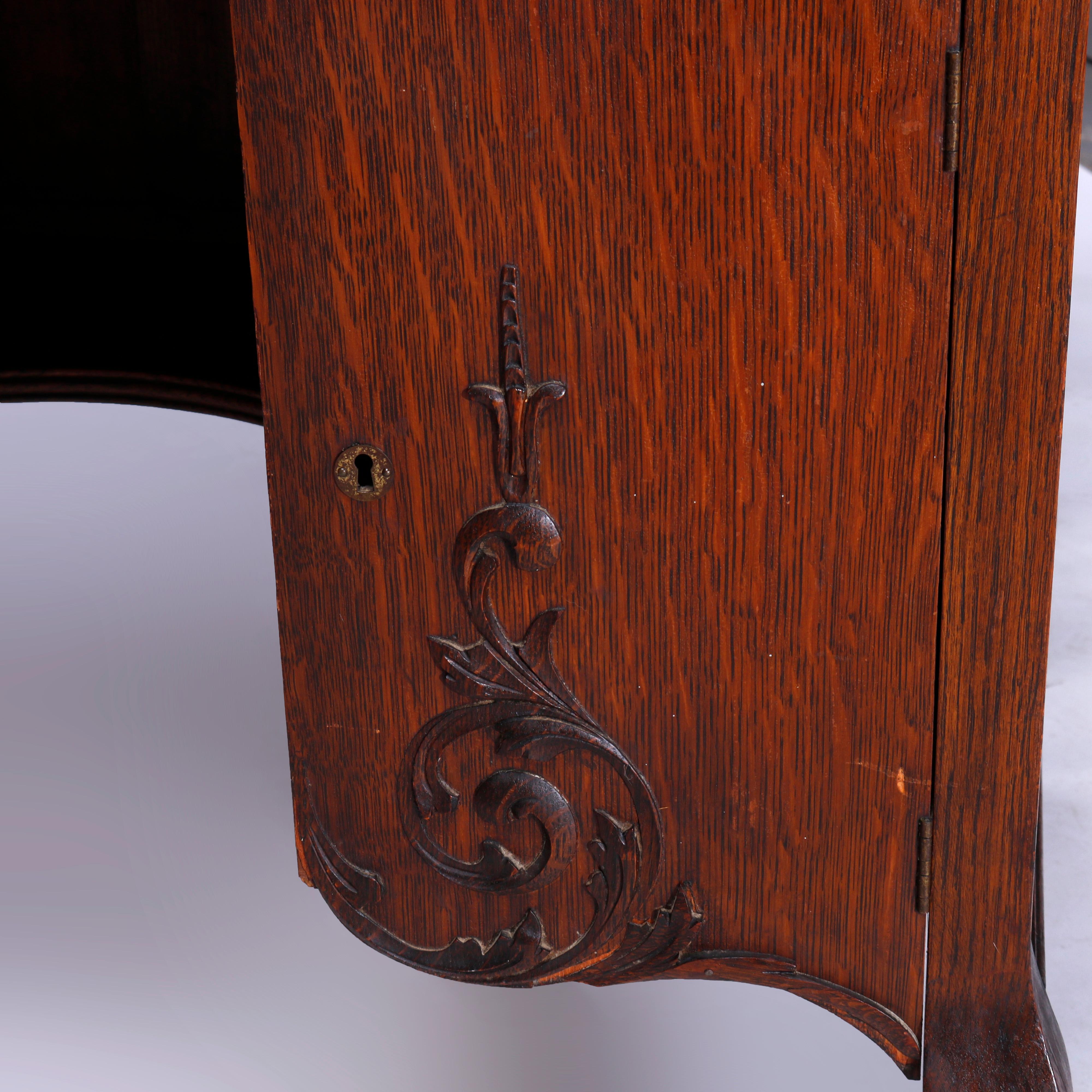 Antique RJ Horner School Oak Ladies Roll Top Desk, c1900 7
