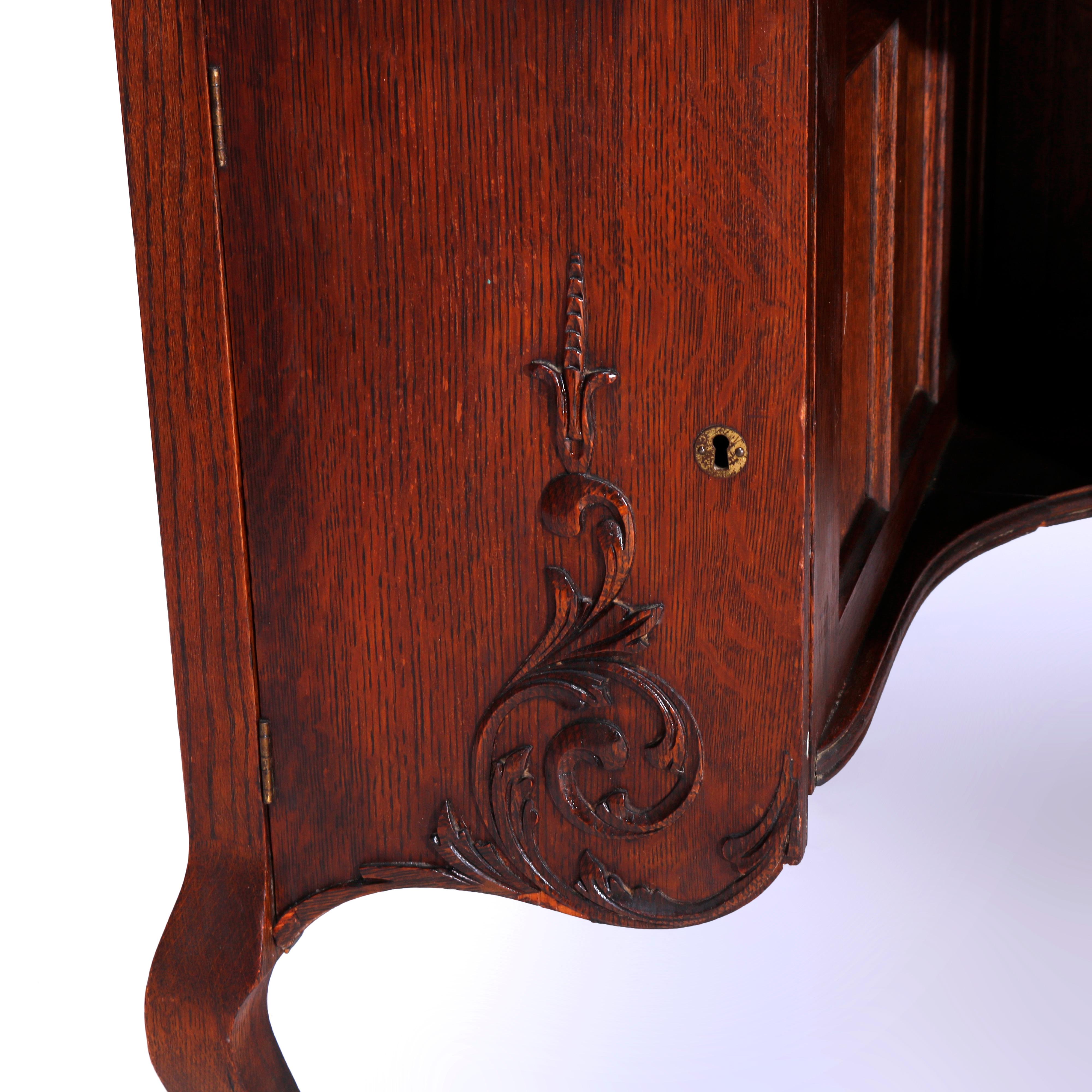 Antique RJ Horner School Oak Ladies Roll Top Desk, c1900 8
