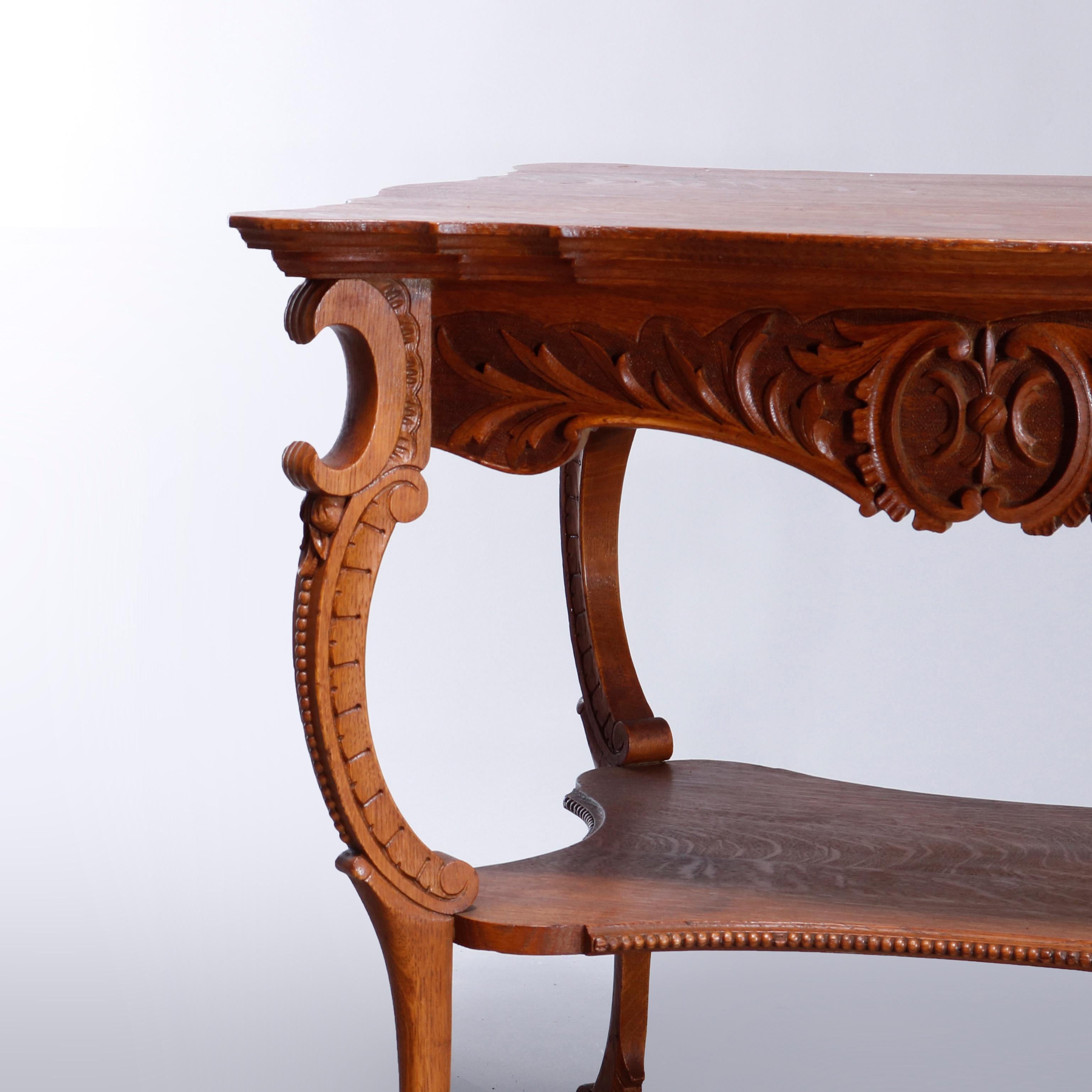 Antique RJ Horner School Oak Parlor Lamp Table, circa 1900 In Good Condition In Big Flats, NY