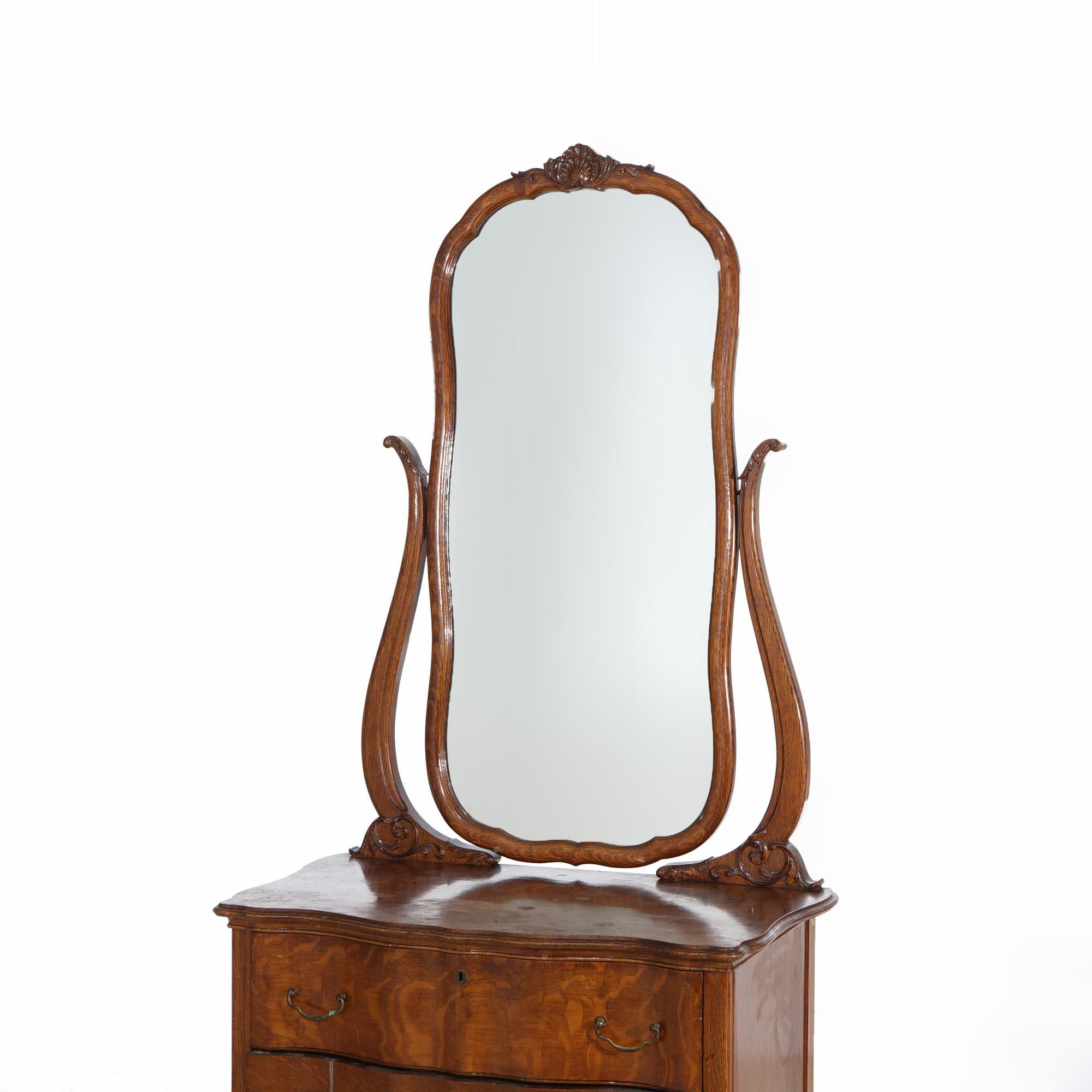 Antique RJ Horner School Oak Princess Dresser with Mirror C1920 In Good Condition For Sale In Big Flats, NY