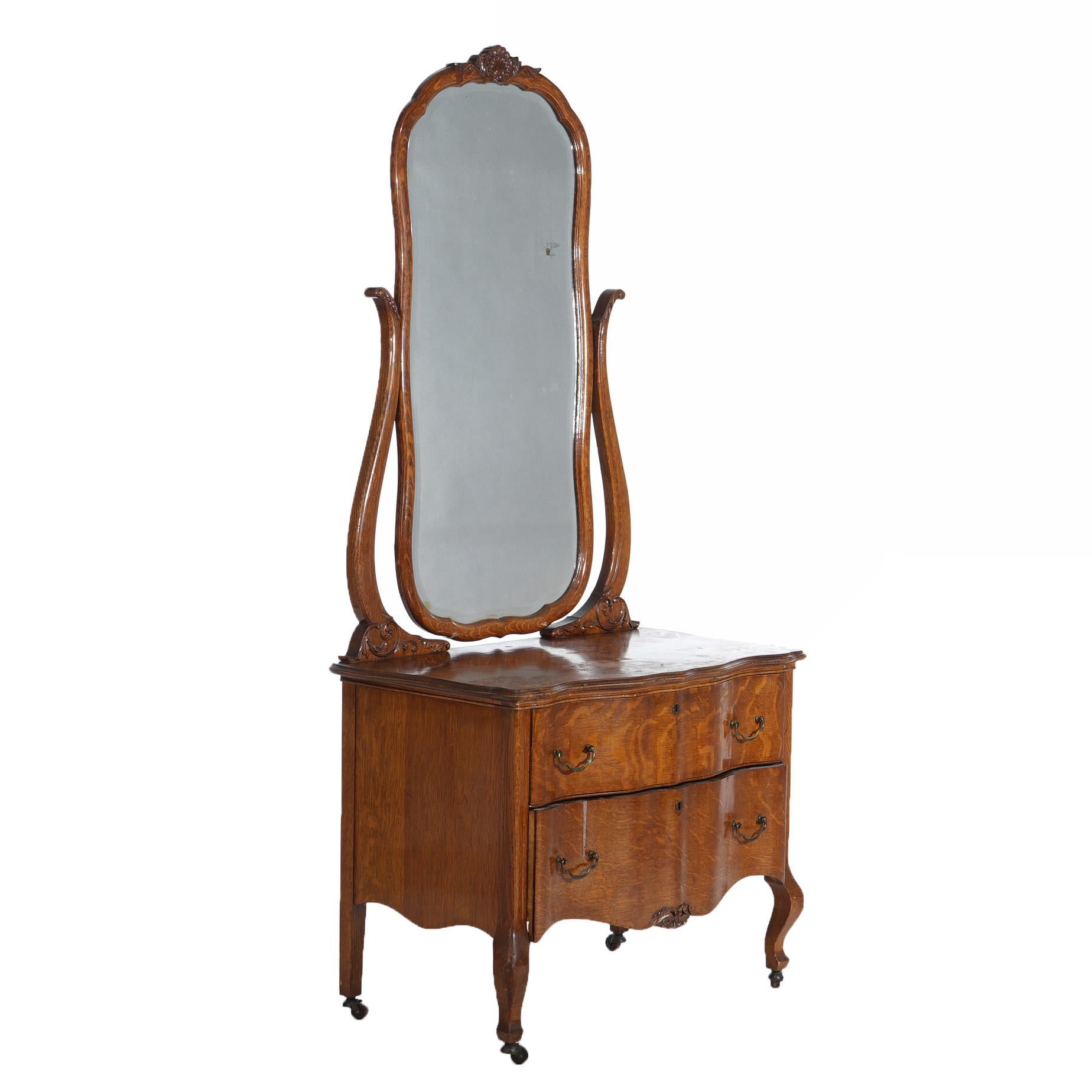 Antique RJ Horner School Oak Princess Dresser with Mirror C1920 For Sale 2
