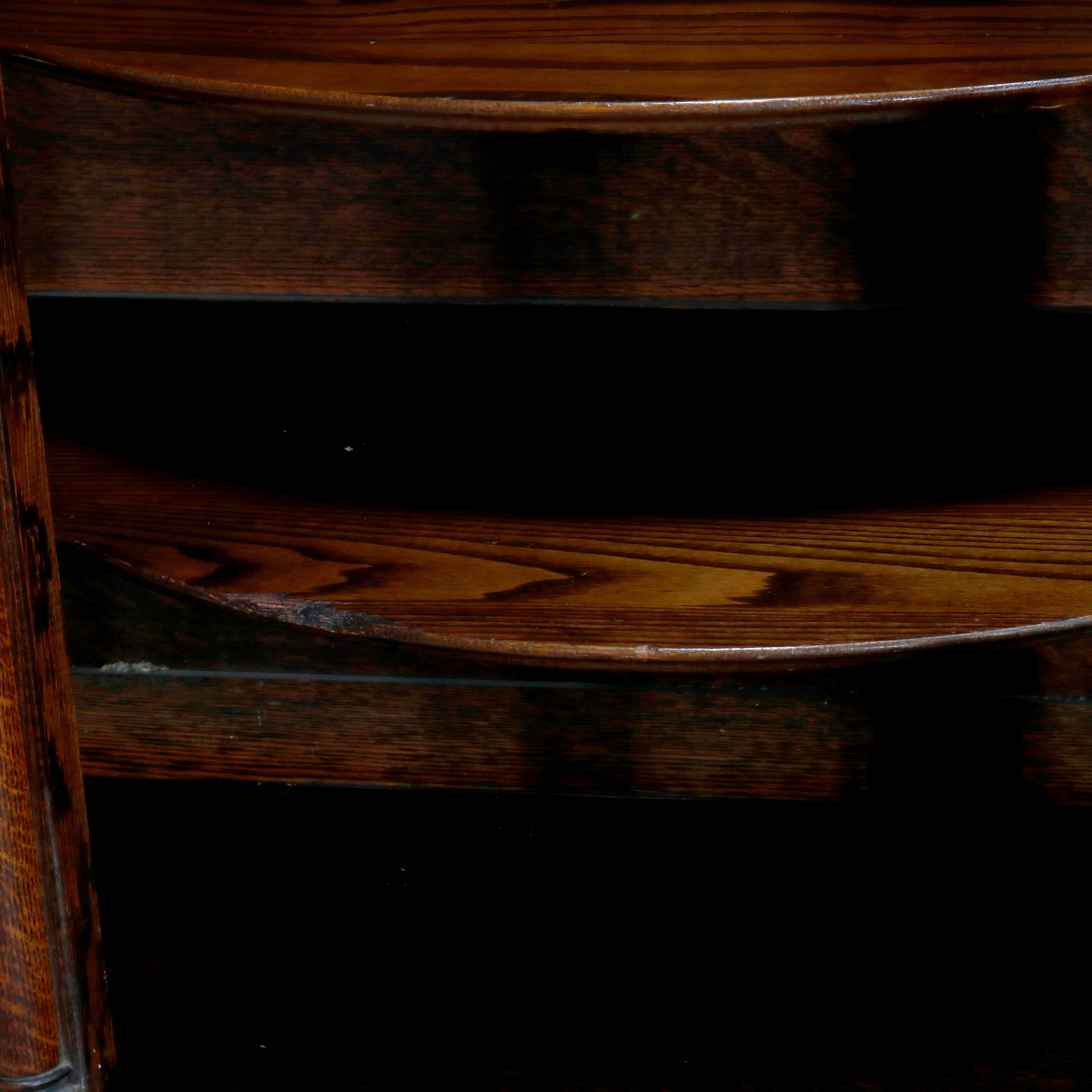 20th Century Antique RJ Horner School Oak Serpentine Bow Front China Cabinet, circa 1900