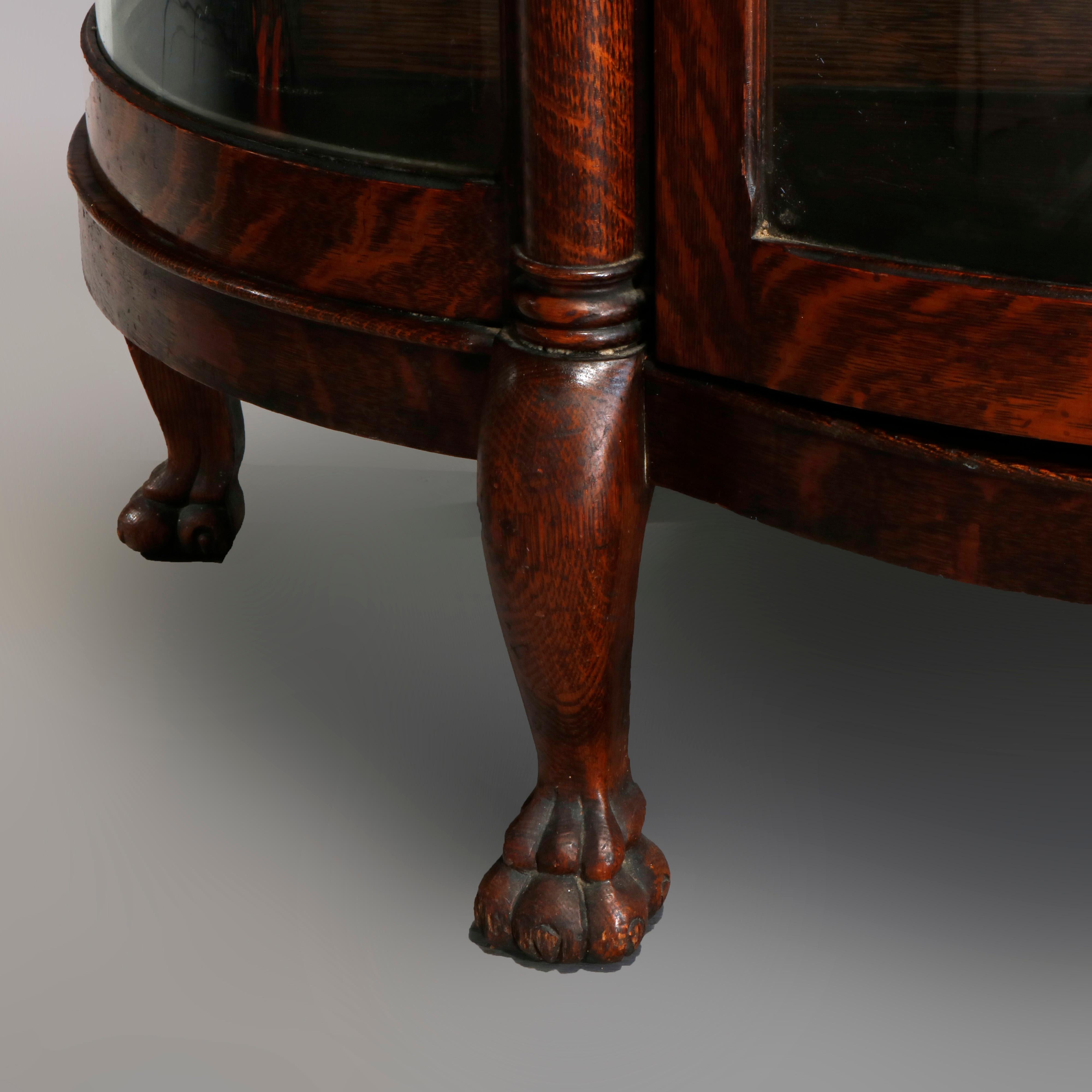 Antique RJ Horner School Oak Serpentine Bow Front China Cabinet, circa 1900 3
