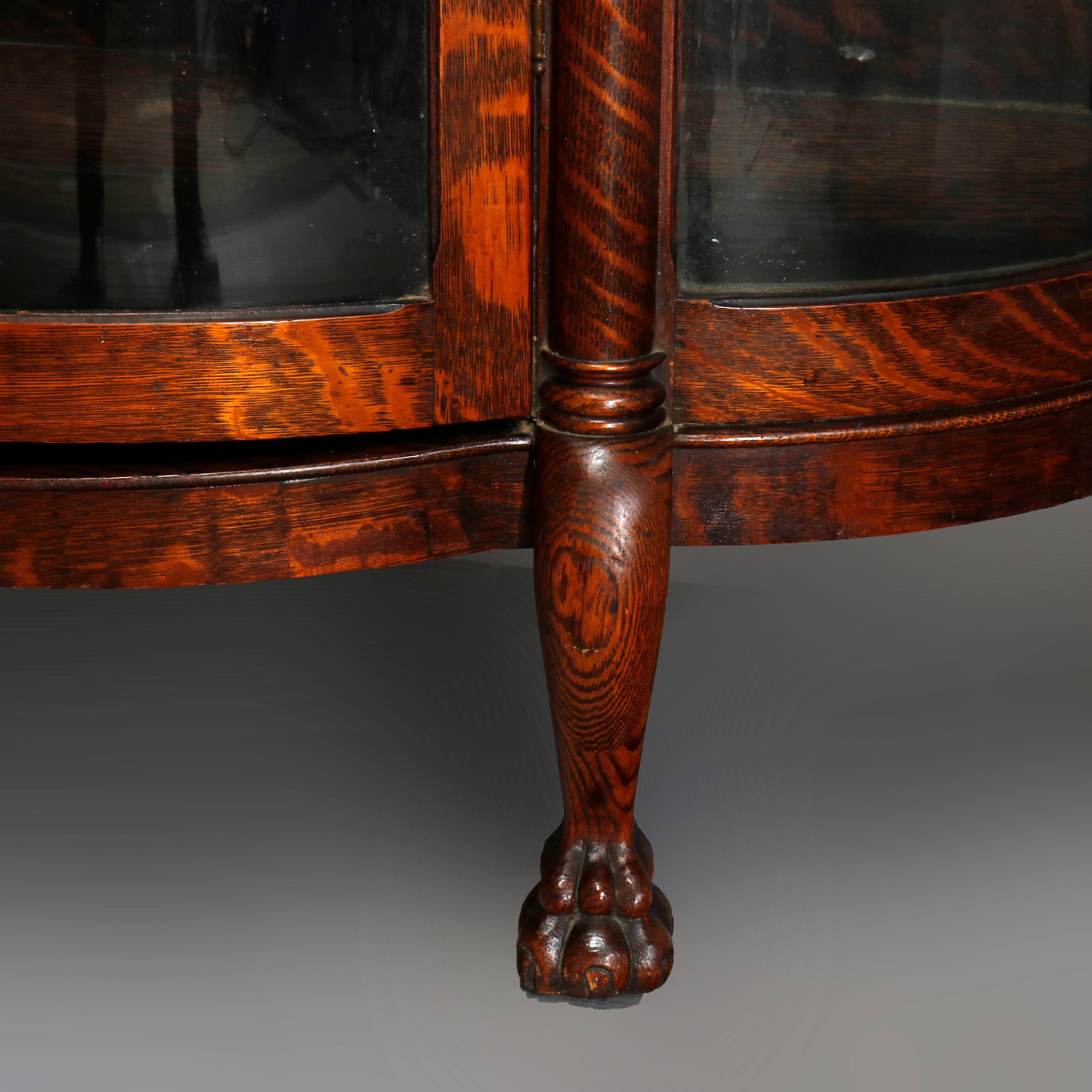 Victorian Antique RJ Horner School Oak Serpentine Bow Front China Cabinet, circa 1900