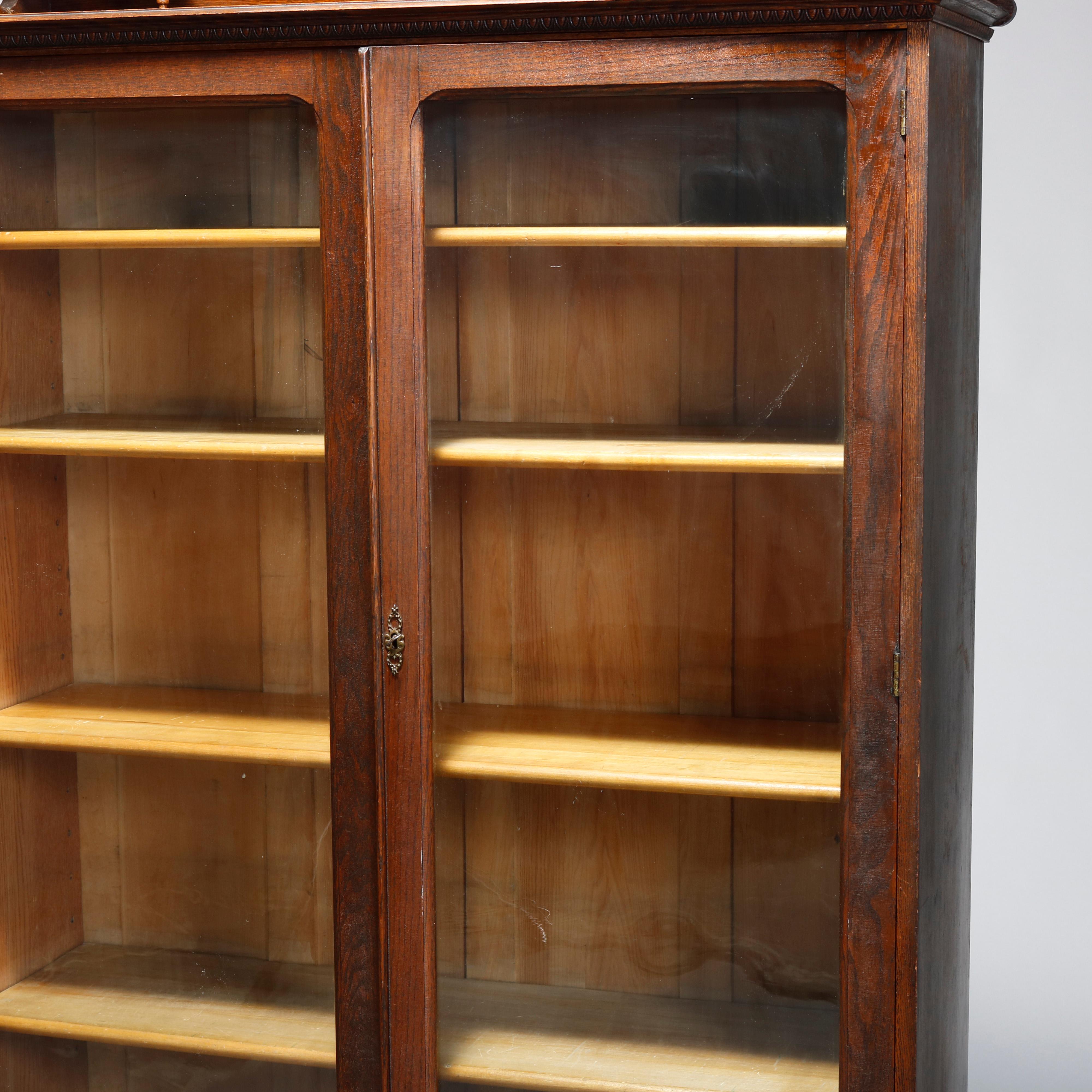 Antique RJ Horner School Oak Two Door Bookcase Over Two Drawers, Circa 1900 1