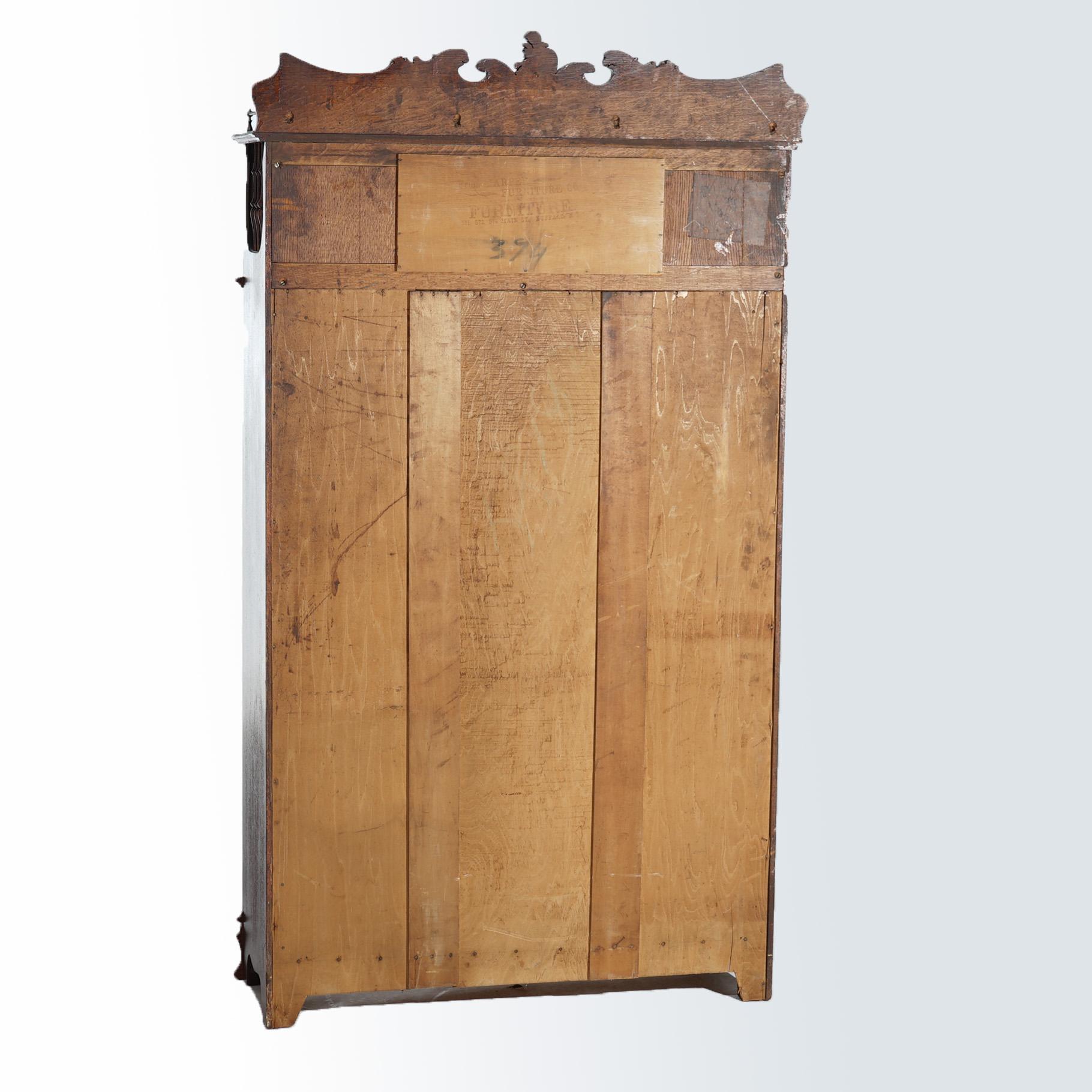 Antique RJ Horner School Oak Two Door Bookcase With Mirror Top Circa 1910 7