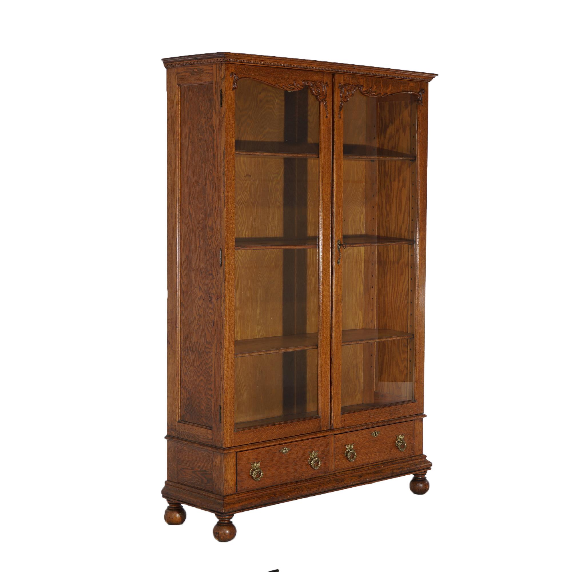 Antique RJ Horner School Oak Two-Door Enclosed Bookcase by Skandia Circa 1900 2