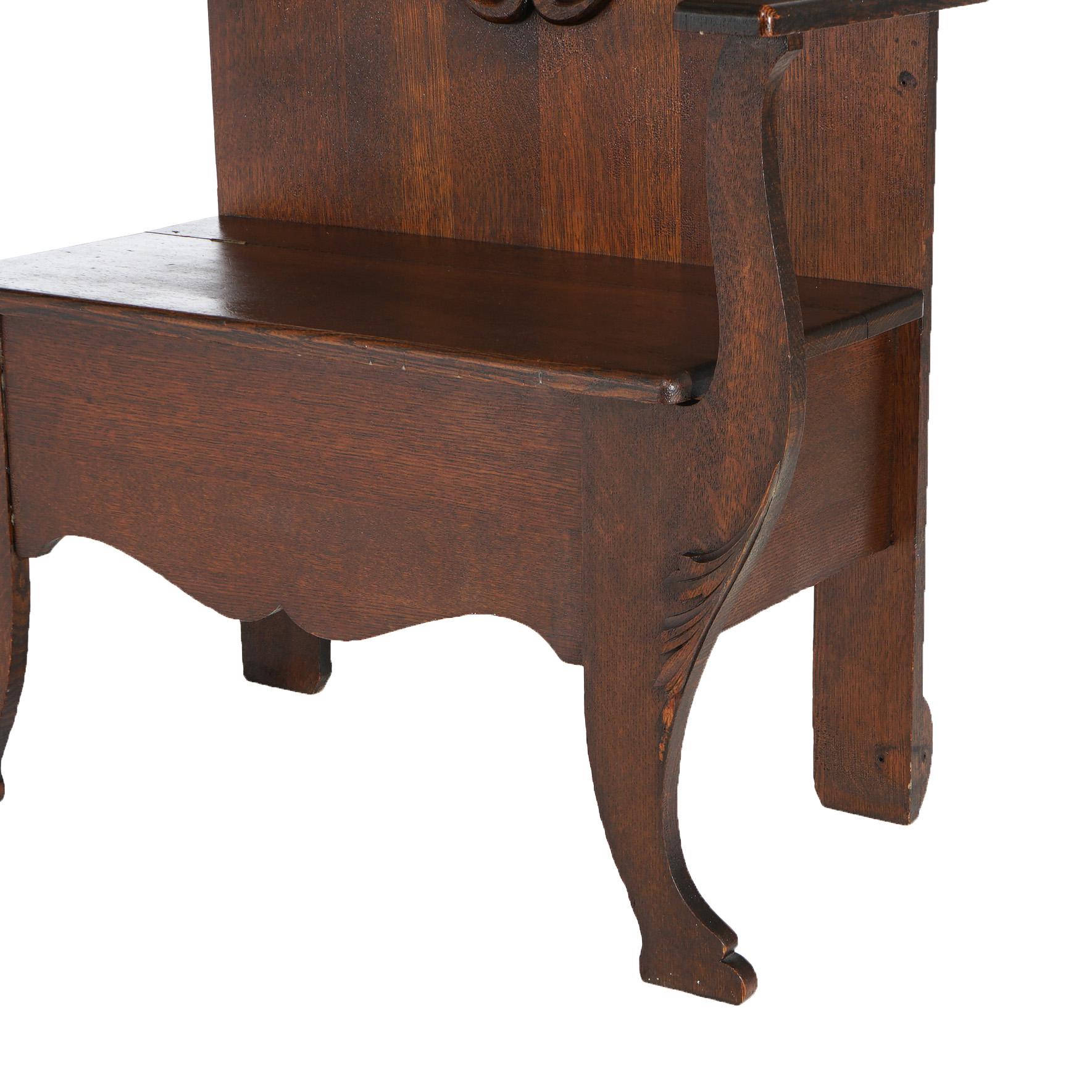 ***Reduced Delivery Rates - See Below or Click “Ask The Seller” to Request a Quote***

Antique Oversized Foliate Carved & Mirrored Hall Seat in the Manner of RJ Horner with Hat Hooks, Lift Seat and Stylized Paw Feet c1900

Measures - 82