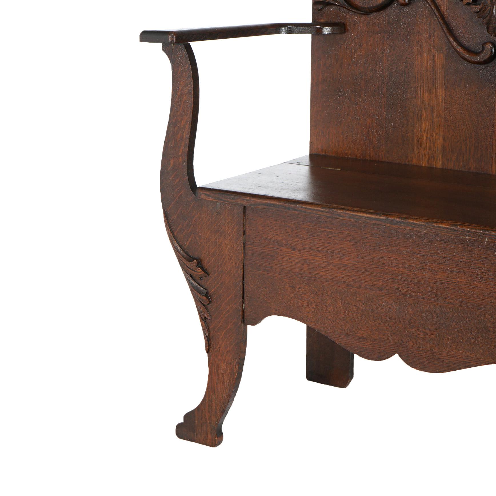 Antique RJ Horner School Oversized Foliate Carved & Mirrored Hall Seat c1900 In Good Condition In Big Flats, NY