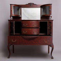 Antique R.J. Horner School Quarter Sawn Oak Mirrored Curio Server, circa 1910