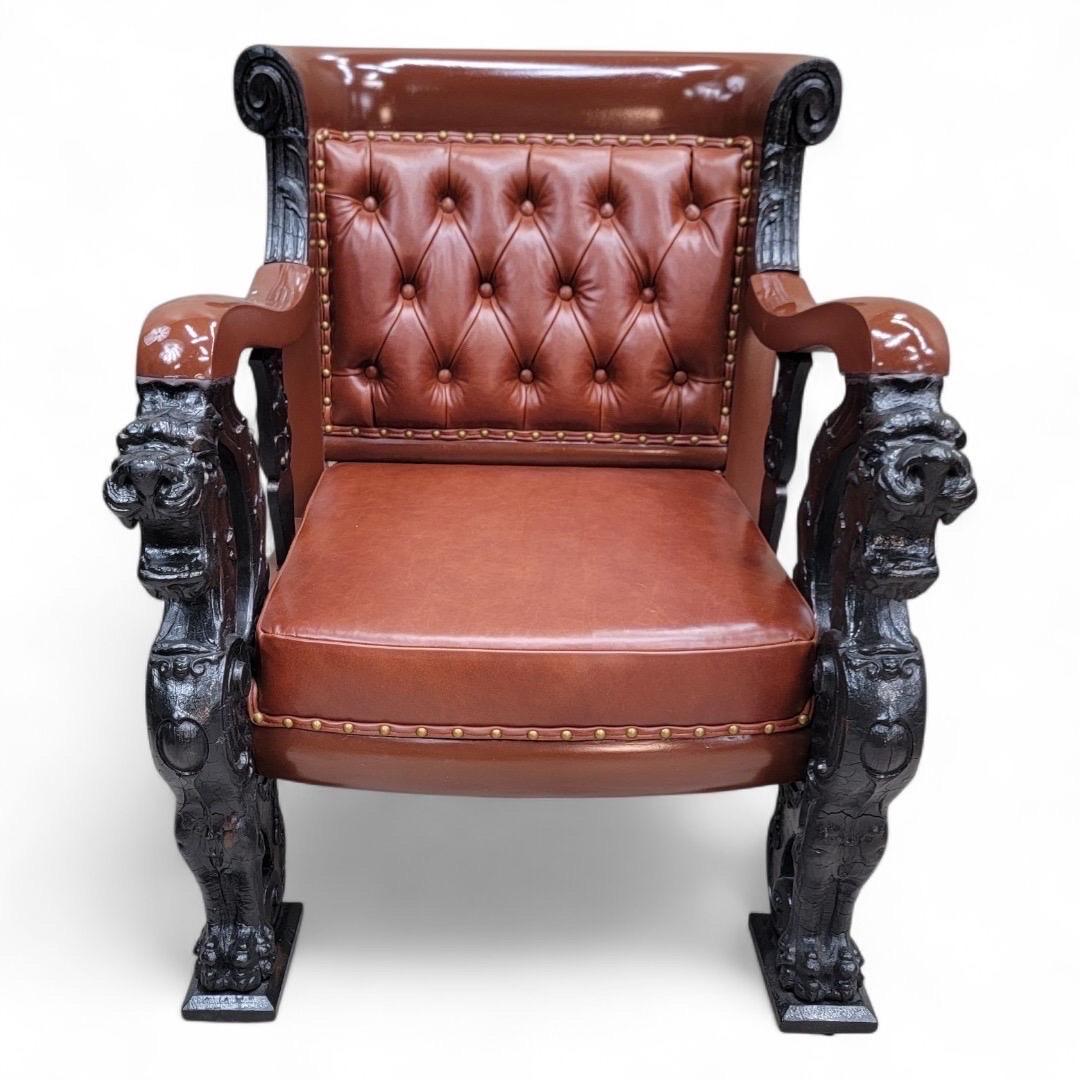 Antike J.R. Horner Style Carved Griffin Tufted Parlor Set Neu gepolstert im Angebot 6