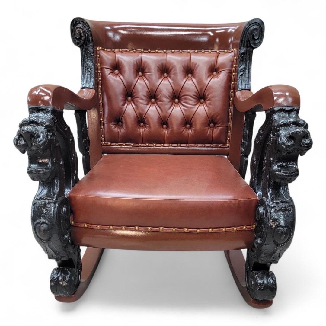 Antike J.R. Horner Style Carved Griffin Tufted Parlor Set Neu gepolstert im Angebot 7