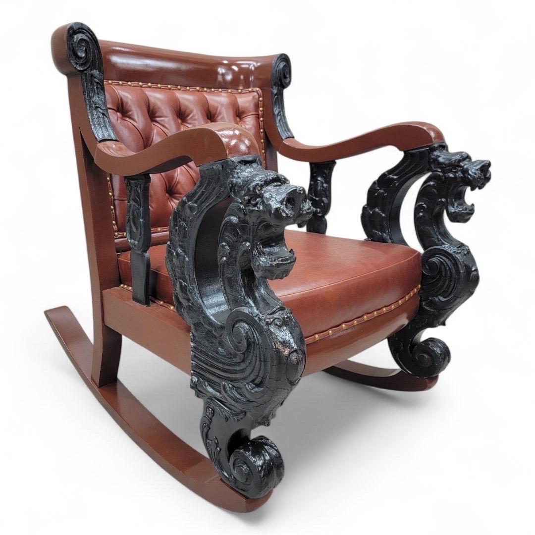 Antike J.R. Horner Style Carved Griffin Tufted Parlor Set Neu gepolstert im Angebot 1